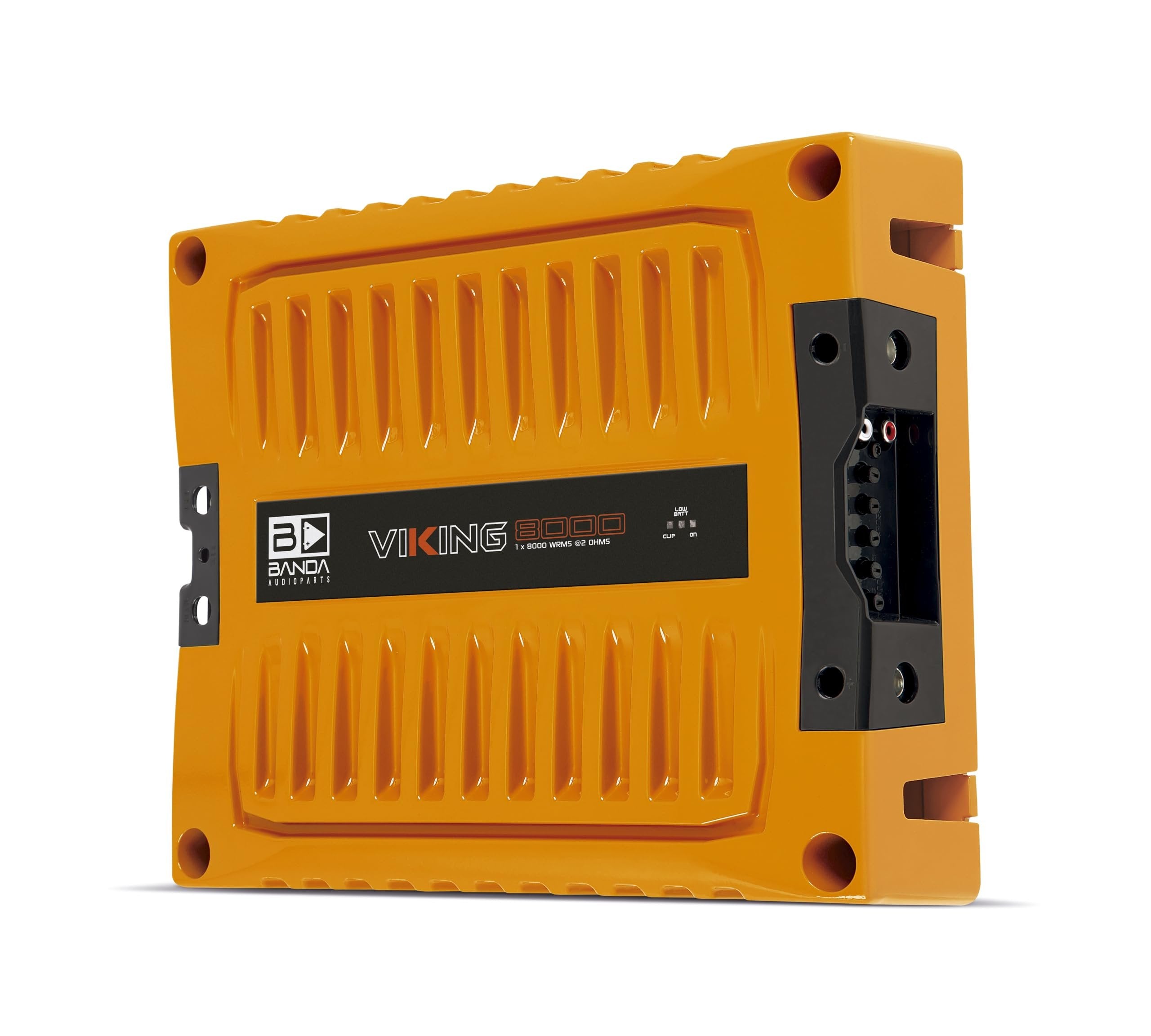 Banda VIK8000.2ORANGE Car Amplifier Audio Speaker 2-Ohms Full Range New Viking 8000 Watts Rms LED Indicator Sound Specialization Aluminum Chassis - Orange