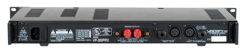 VocoPro VP-300 PRO Single Space 300W Professional Power Amplifier