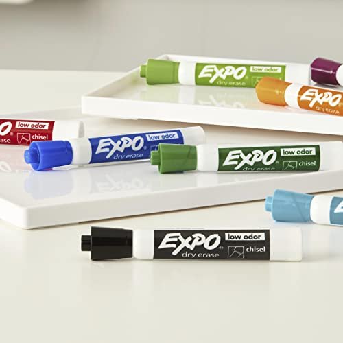 EXPO Low Odor Dry Erase Markers, Chisel Tip, Black, 2 Pack