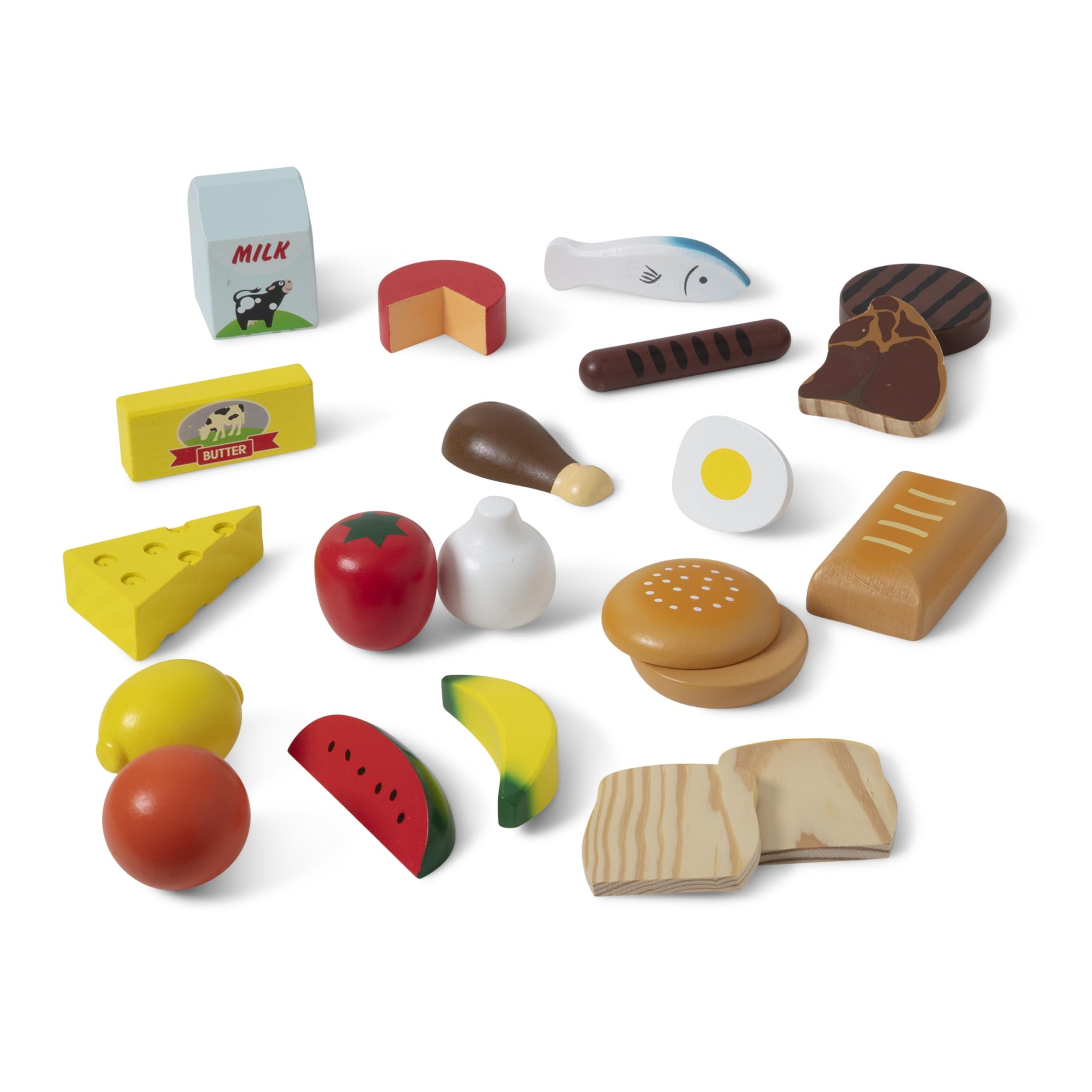 Melissa & Doug Food Groups - 21 Wooden Pieces and 4 Crates, Multi - Play Food Sets For Kids Kitchen, Pretend Food, Toy Food For Toddlers And Kids Ages 3+