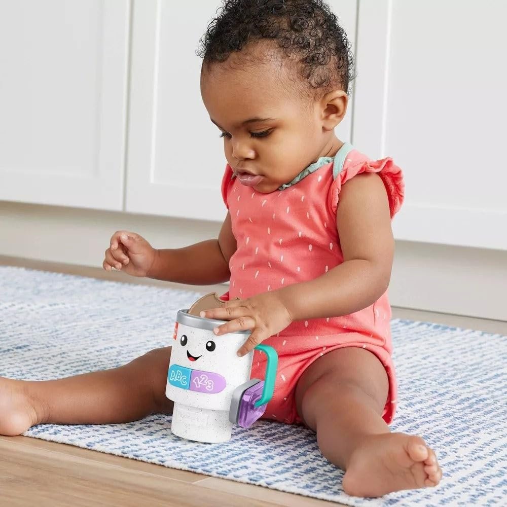 Fisher-Price Baby & Toddler Toy Laugh & Learn Wake Up & Learn Coffee Mug with Lights Music & Learning for Infants Ages 6+ Months