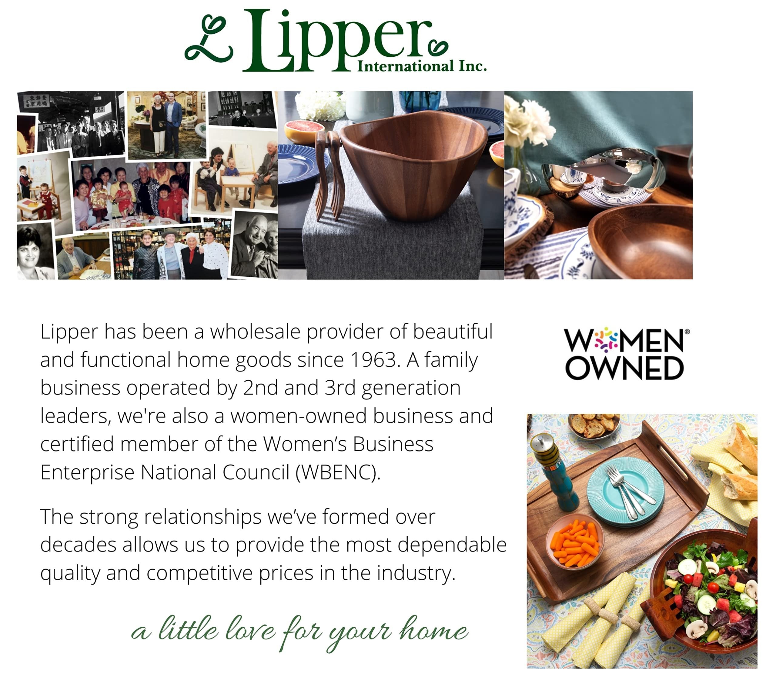 Lipper International 8842 Bamboo Wood Flatware Caddy with Folding Handle, 8-7/8" x 5-1/2" x 9-1/4"