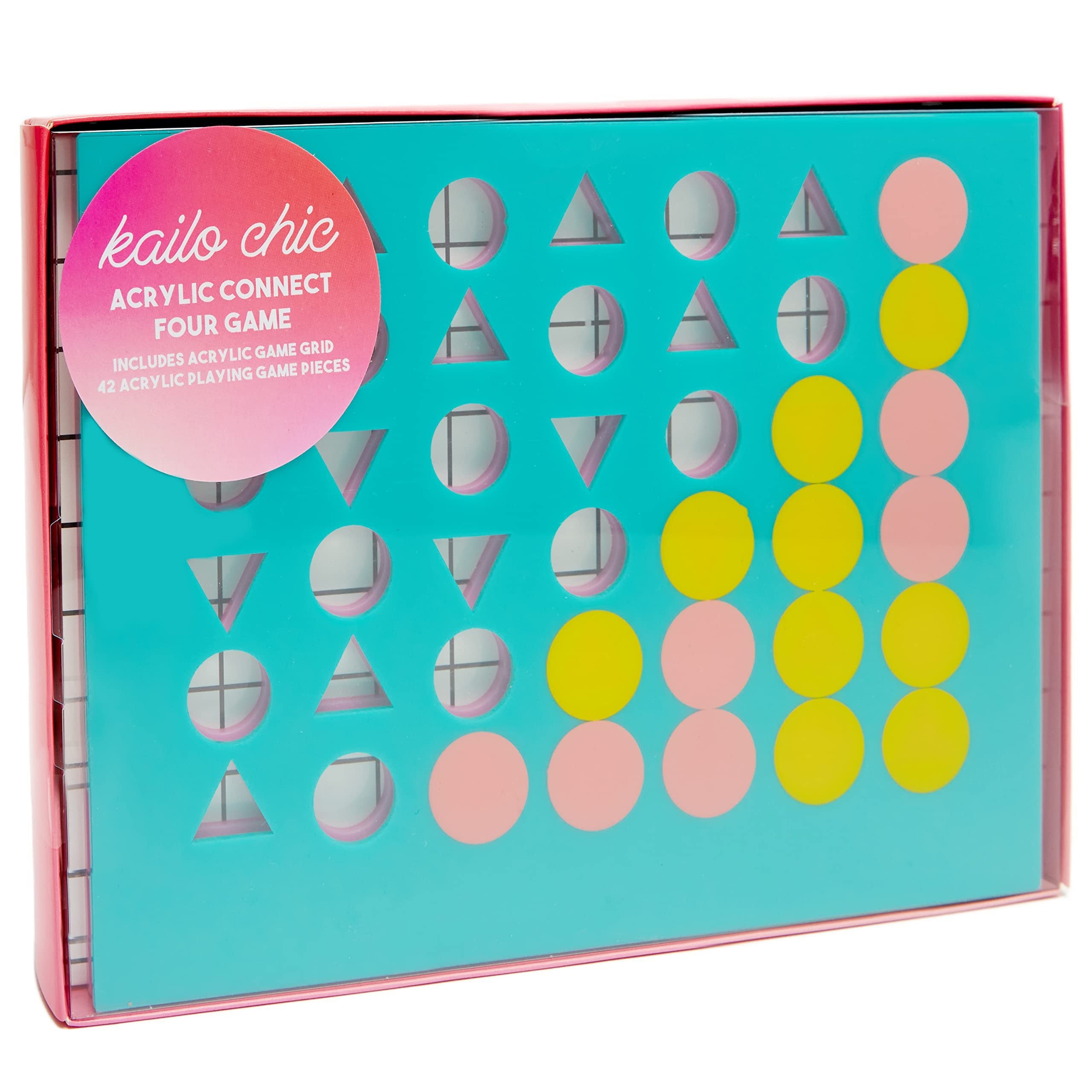 C.R. Gibson GMC4-24803 Kailo Chic Acrylic Connect Four Board Game for Kids, 8" W x 10.5" H, Multicolor, 43pcs