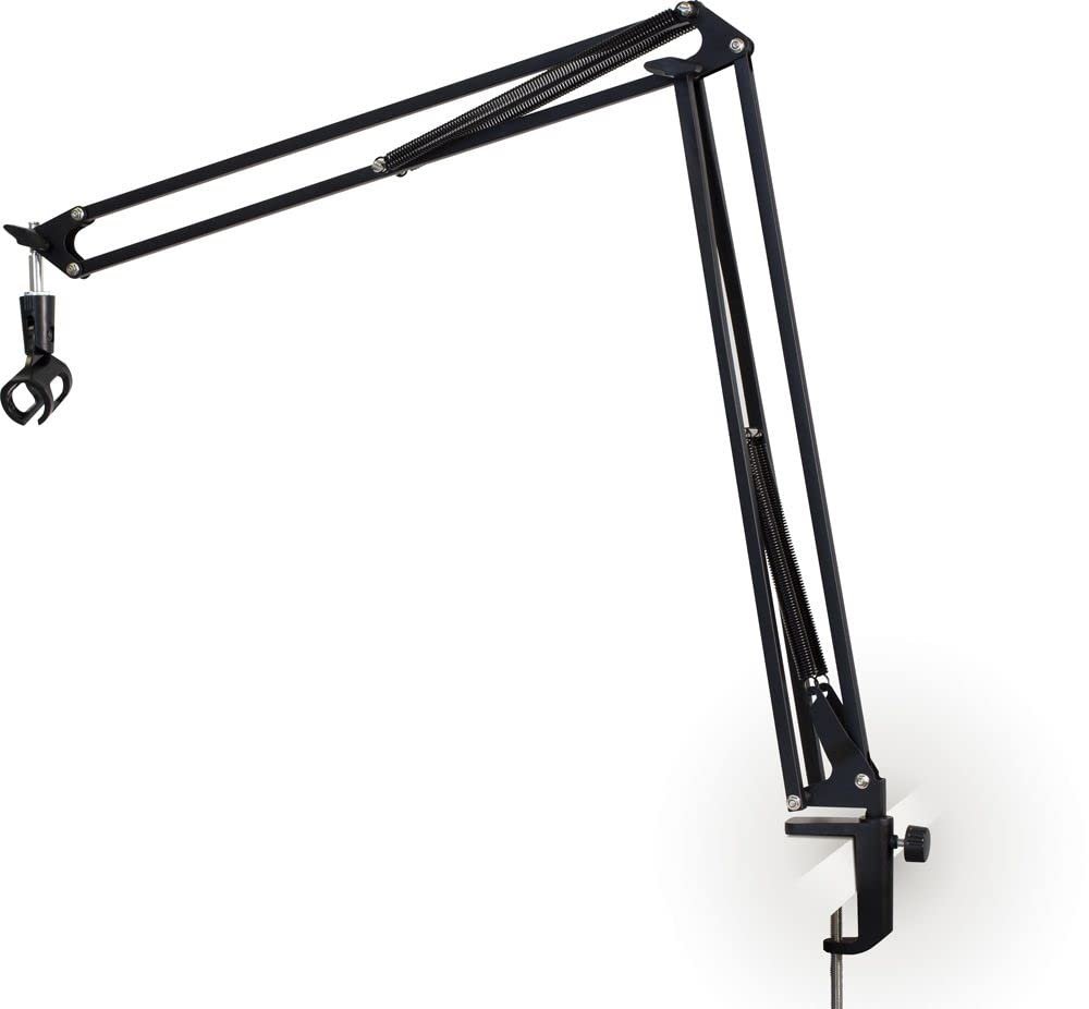 ULTIMATE SUPPORT JSBCM50 JamStands Series External Spring Style Ultimate Broadcast Mic Stand Dual Exterior Spring Design Ergonomic Adjust Knob Sturdy Table Clamp System