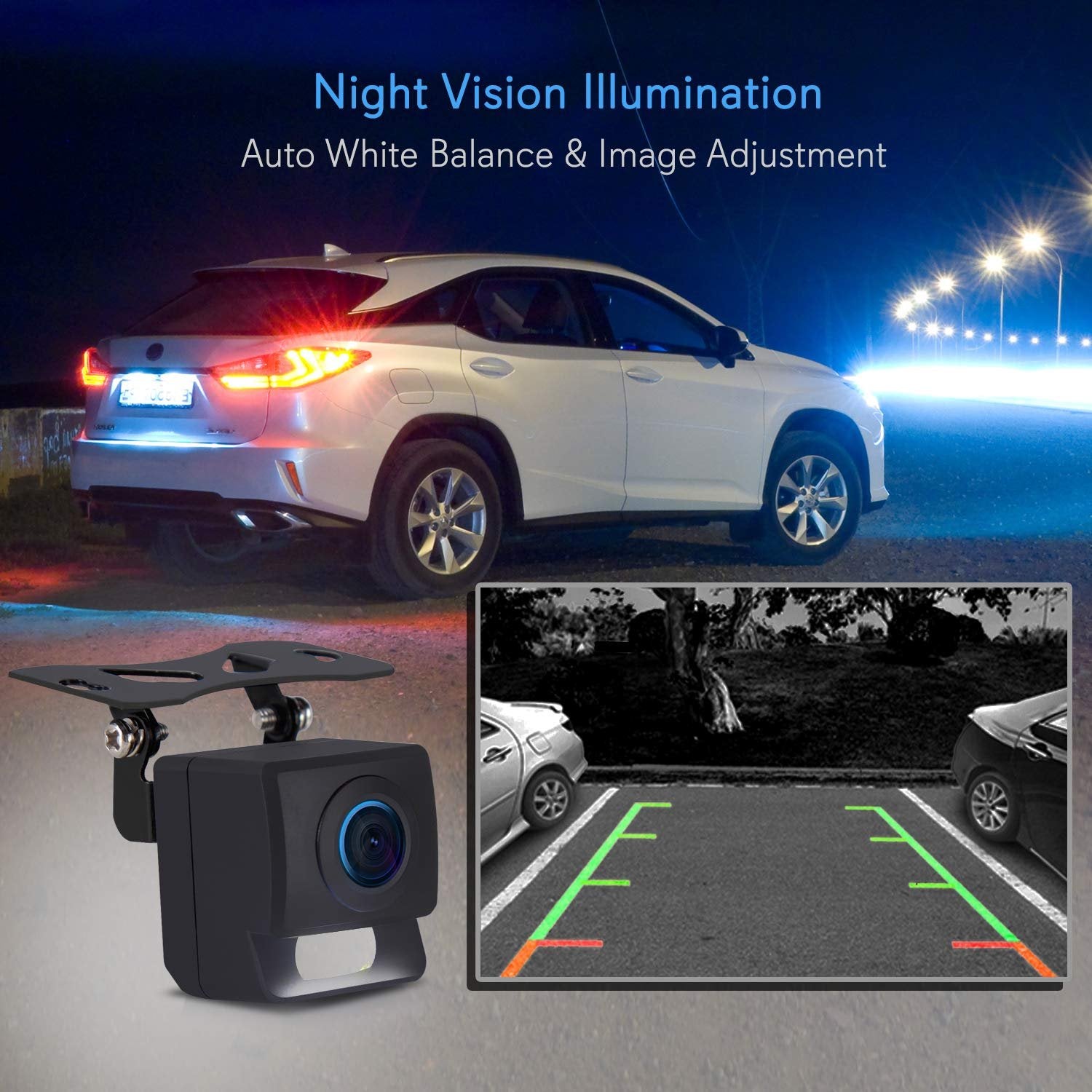 Pyle Rearview Back-Up Camera - Parking Reverse Cam with Distance Scale Line Display, Night Vision, Waterproof, PLCM11