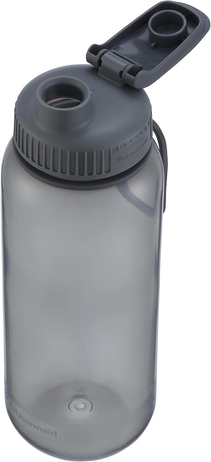 Rubbermaid Essentials 32oz Gray Plastic Water Bottle with Chug and Sip Lid (Pack of 2)