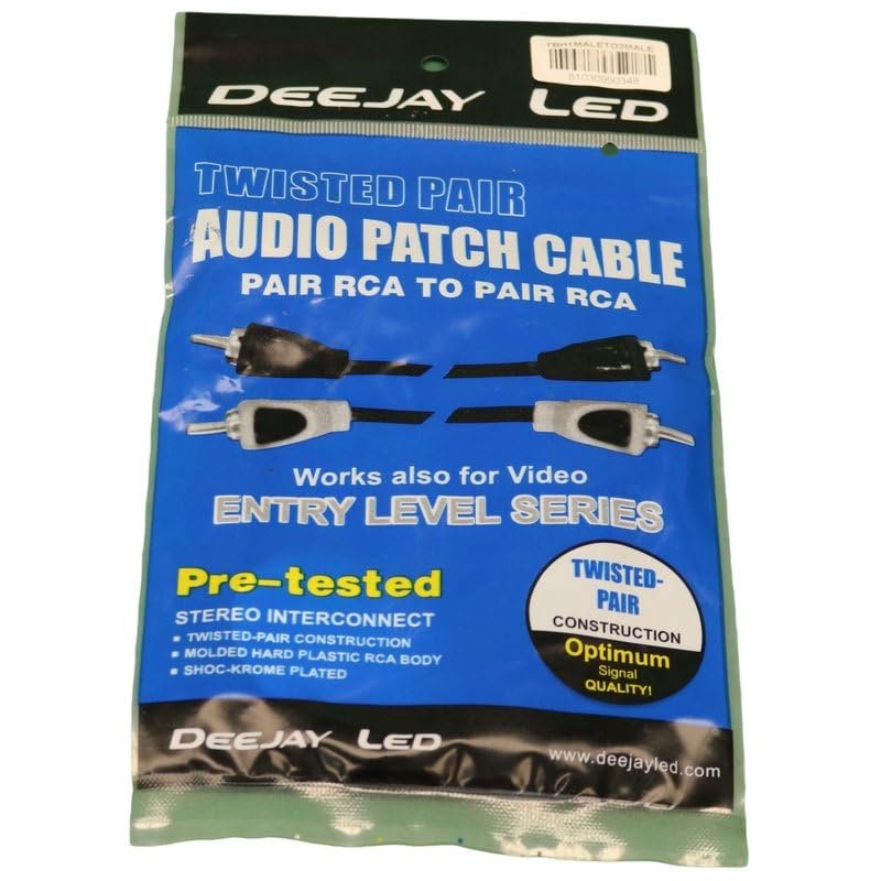 DEEJAY LED TBH1MALE2MALE 1-Male to 2-Male RCA Audio Adapter for Subwoofer, Amplifier, and PA Systems Entry Level Stereo Interconnect RCA Y Splitter Cable (Pair)