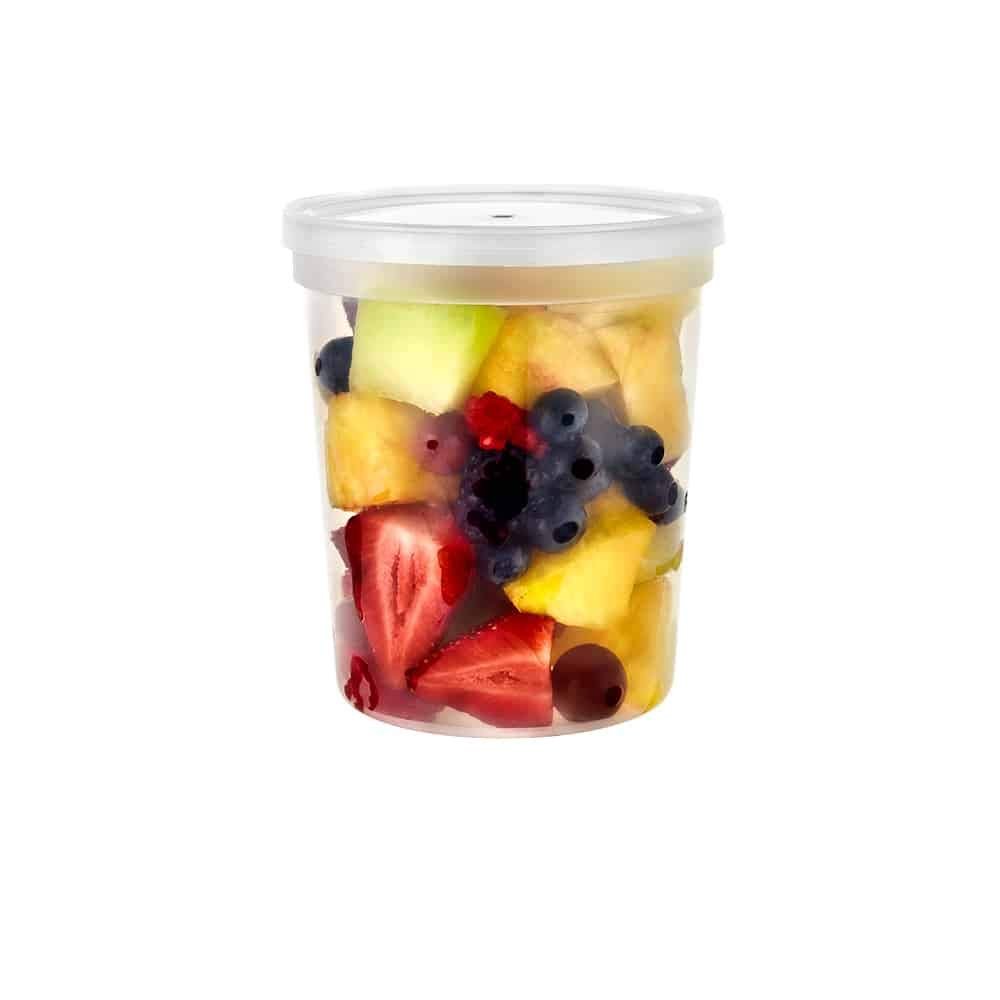 Nicole Home Collection Stackable Premium Clear Plastic Deli Containers with Lids - 32 oz (Pack of 5) - Durable & Reusable Design - Perfect for Weddings, Parties, Catering and More