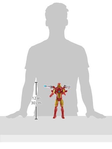 Avengers Marvel Titan Hero Series Blast Gear Iron Man Action Figure, 12-Inch Toy, with Launcher, 2 Accessories and Projectile, Ages 4 and Up, Red