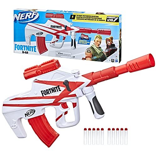 Nerf Fortnite B-AR Motorized Dart Blaster - Fortnite Converge Wrap, Motorized 10-Dart Blasting, 10-Dart Clip, 10 Official Elite Darts