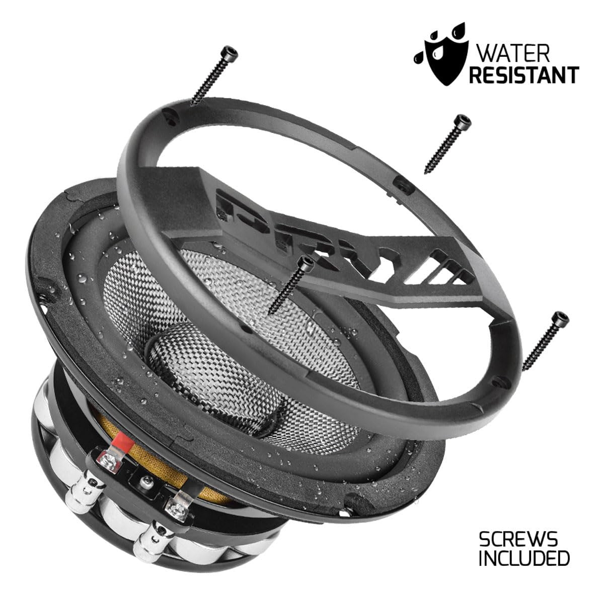 PRV AUDIO Carbon Fiber 6.5" Midrange Speaker 500 Watts 4 Ohm Neodymium 6MR500CF-NDY-4 Water Resistant Pro Audio Loudspeaker for Boat UTV 4-Wheeler Motorcycle (2 Speakers)