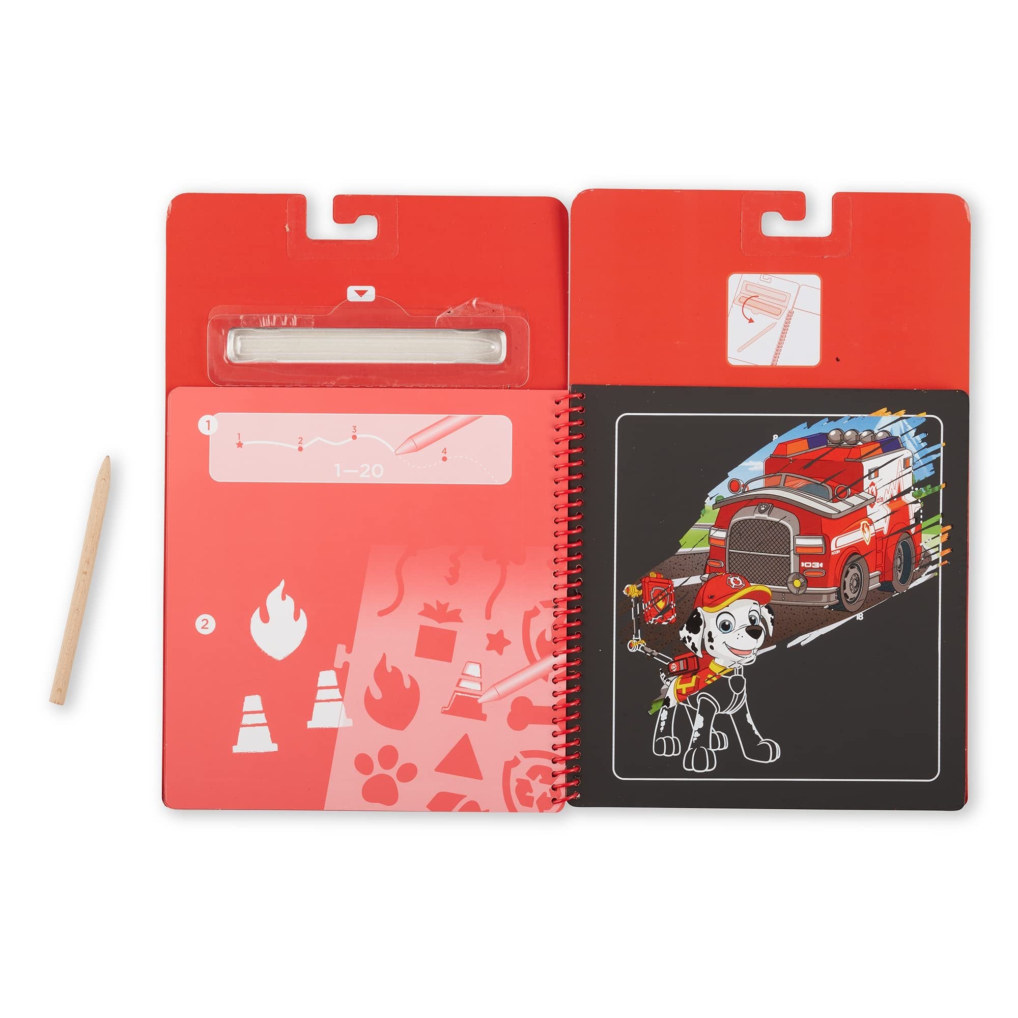 Melissa & Doug PAW Patrol Scratch Art Pad - Marshall Colour Reveal Travel Activity Pad