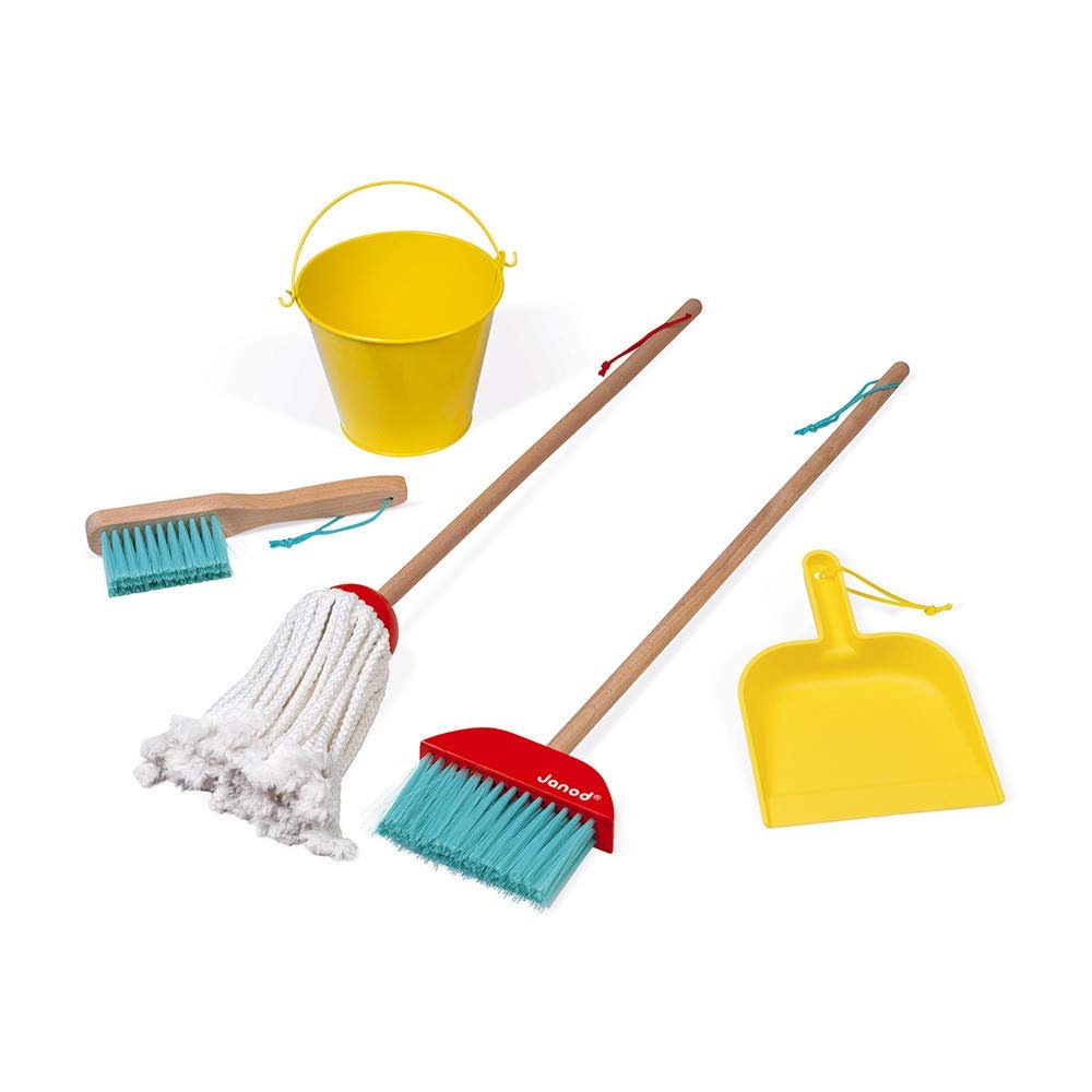 Janod Cleaning Set - 5 Piece Pretend Play Tools - Ages 3+ - J06588
