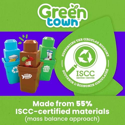 Mega BLOKS Fisher-Price Toddler Building Blocks, Green Town Sort & Recycle Squad with 15 Pieces, 2 Figures, Toy Gift Ideas for Kids