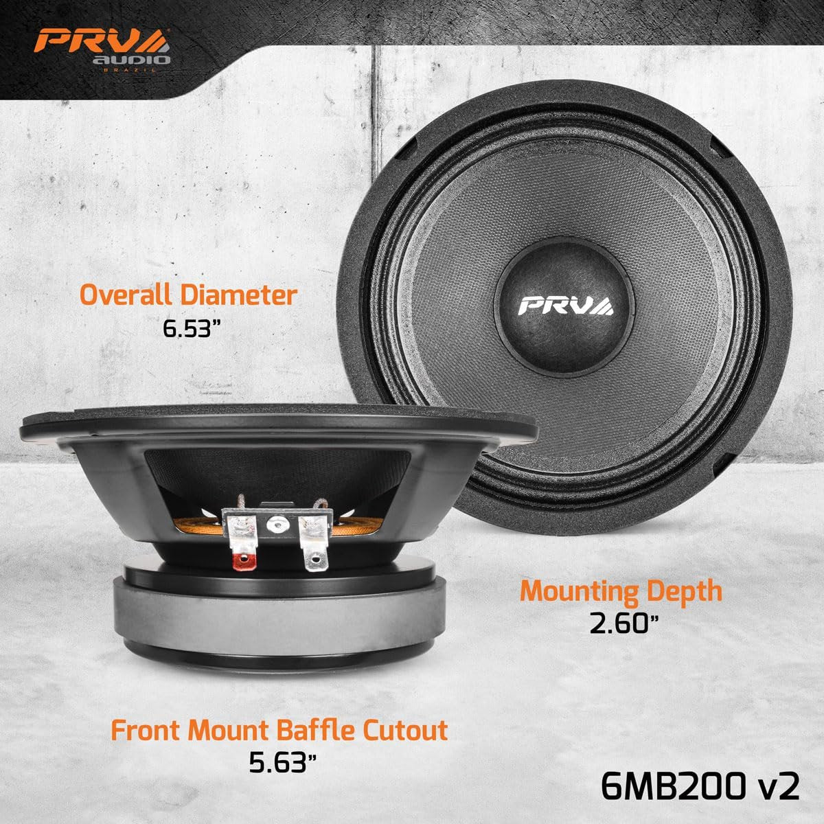 PRV AUDIO 6.5 Inch Midbass Speaker 6MB200 v2 8 Ohm - 200 Watts 93.5 dB 1.5" Voice Coil - 6 Inch Speaker for Car Audio with Outstanding Vocals and Punch for Small Custom Enclosures - Pro Audio (Single)