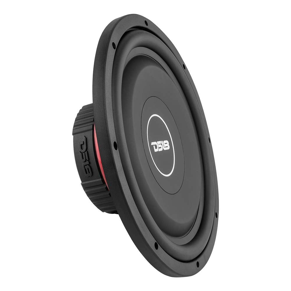 DS18 SRW12.4 Shallow Subwoofer - 12" Speaker, 440 MAX Power, 220W RMS, Rubber Edge and Paper Cone, Red Steel Basket, Voice Coil 4 Ohm Impedance