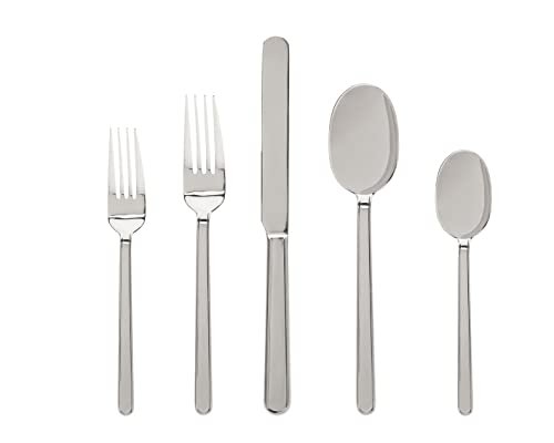 Godinger 20 Piece Flatware Set with 4 Dinner Forks, 4 Salad Forks, 4 Tablespoons, 4 Teaspoons and Knifes, 18/0 Stainless Steel Rail Mirror, Set of 4