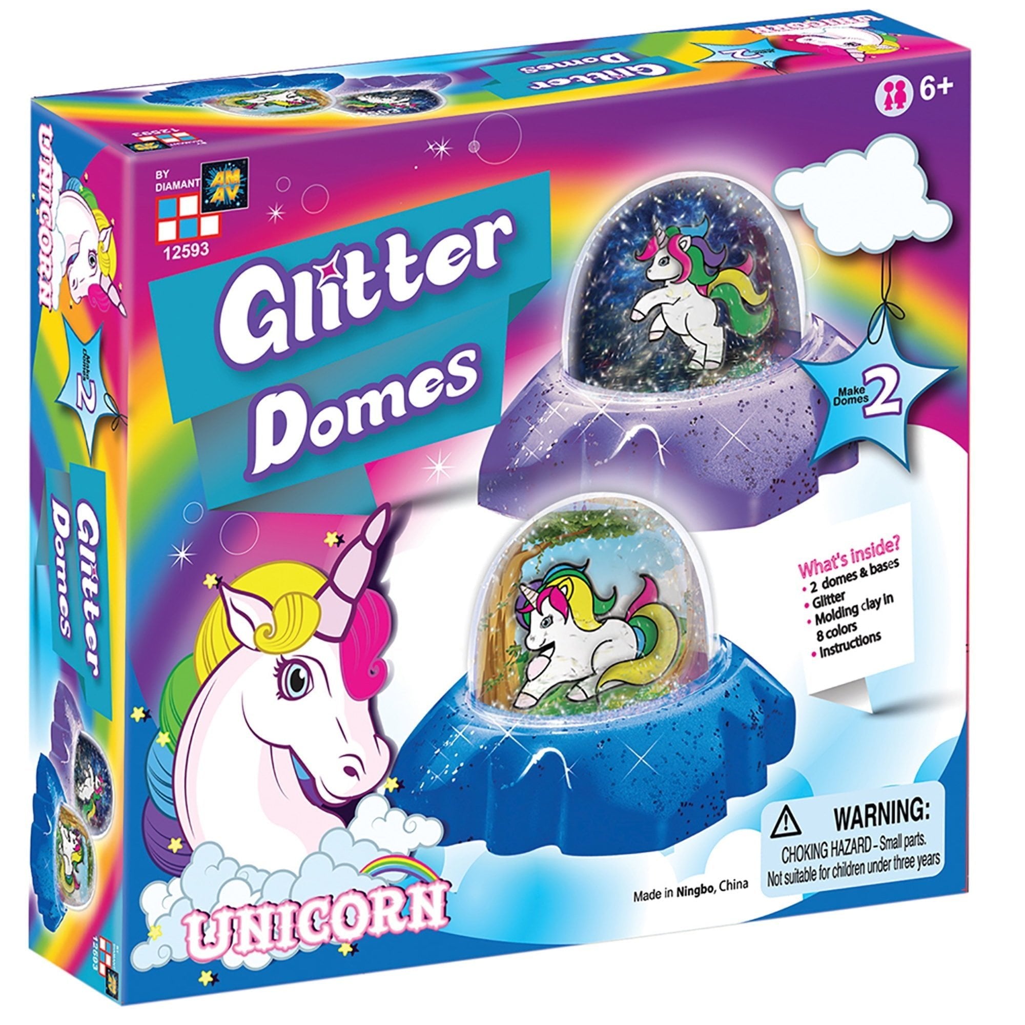 AMAV Unicorn Glitter Domes, Make Your Own UnicormSnow Globe Kit, KitMakes 2 Snow Globes, Children Ages 6 and Up