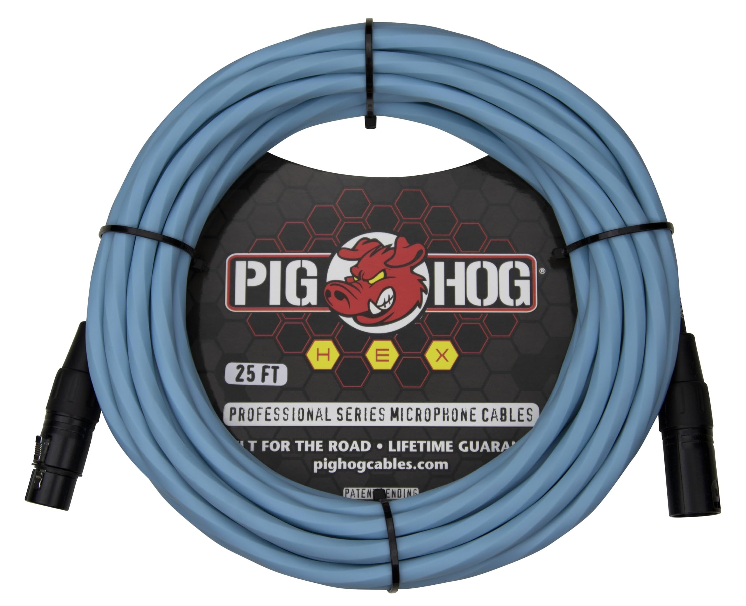 Pig Hog PHMH25DB Hex Series Mic Cable, Daphne Blue 25ft