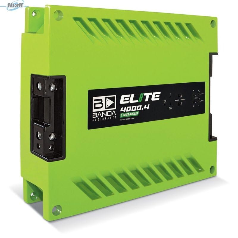 4-Ch. Vehicle Audio Bass Amplifier - 1000W High-Powered Mono Bass Amplifier w/Subsonic Filter & Low Pass Filter Stable at 1 ohm, LED Indicators, Sound Specialization, Green - BANDA 4000.41OHMGREEN