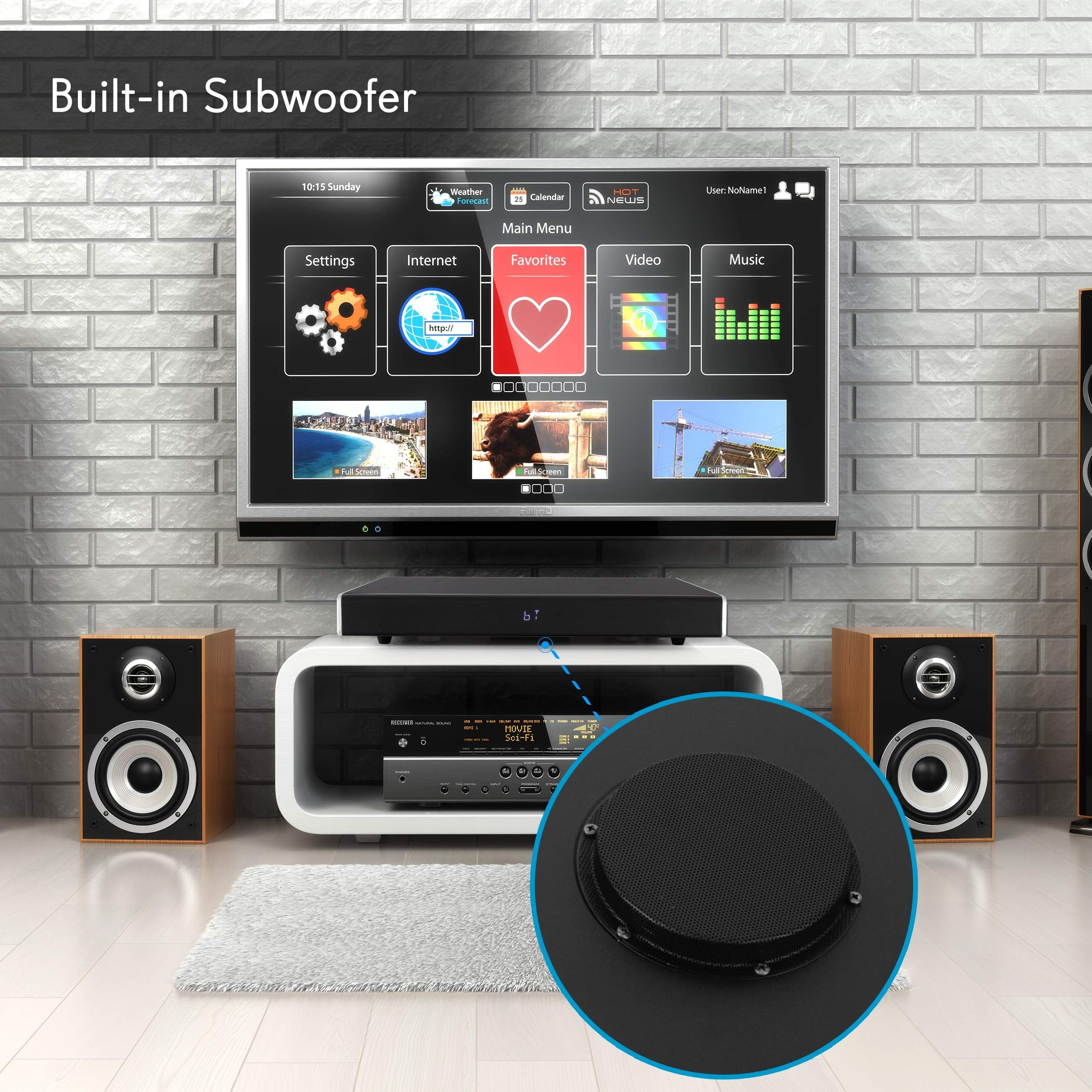 Pyle PSBV830HDBT Home Theater Speakers, TV Sound Bar Sound Base Bluetooth Wireless Speaker