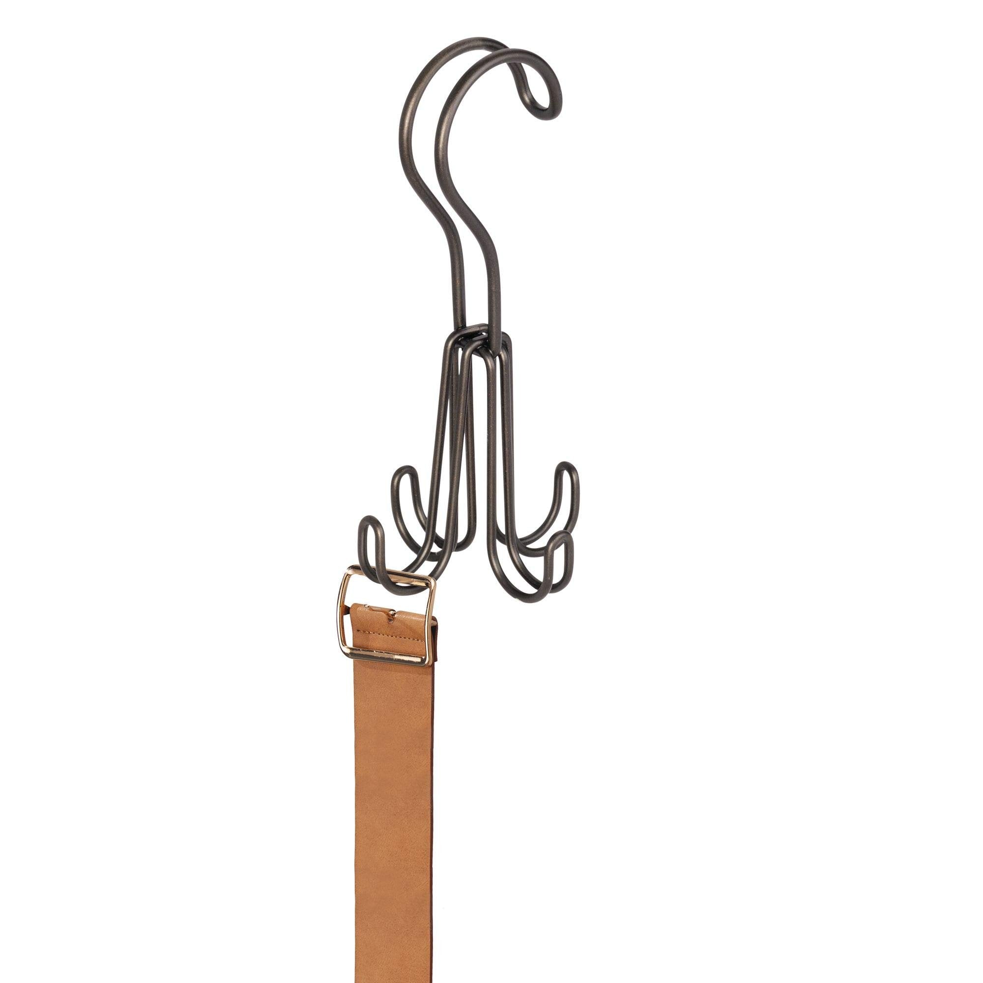 iDesign Classico Metal Over the Rod Hooks, Closet Accessory Organizer for Ties, Belts, Scarves, Handbags, Jewelry, 2.8" x 2.8" x 6.5", Bronze