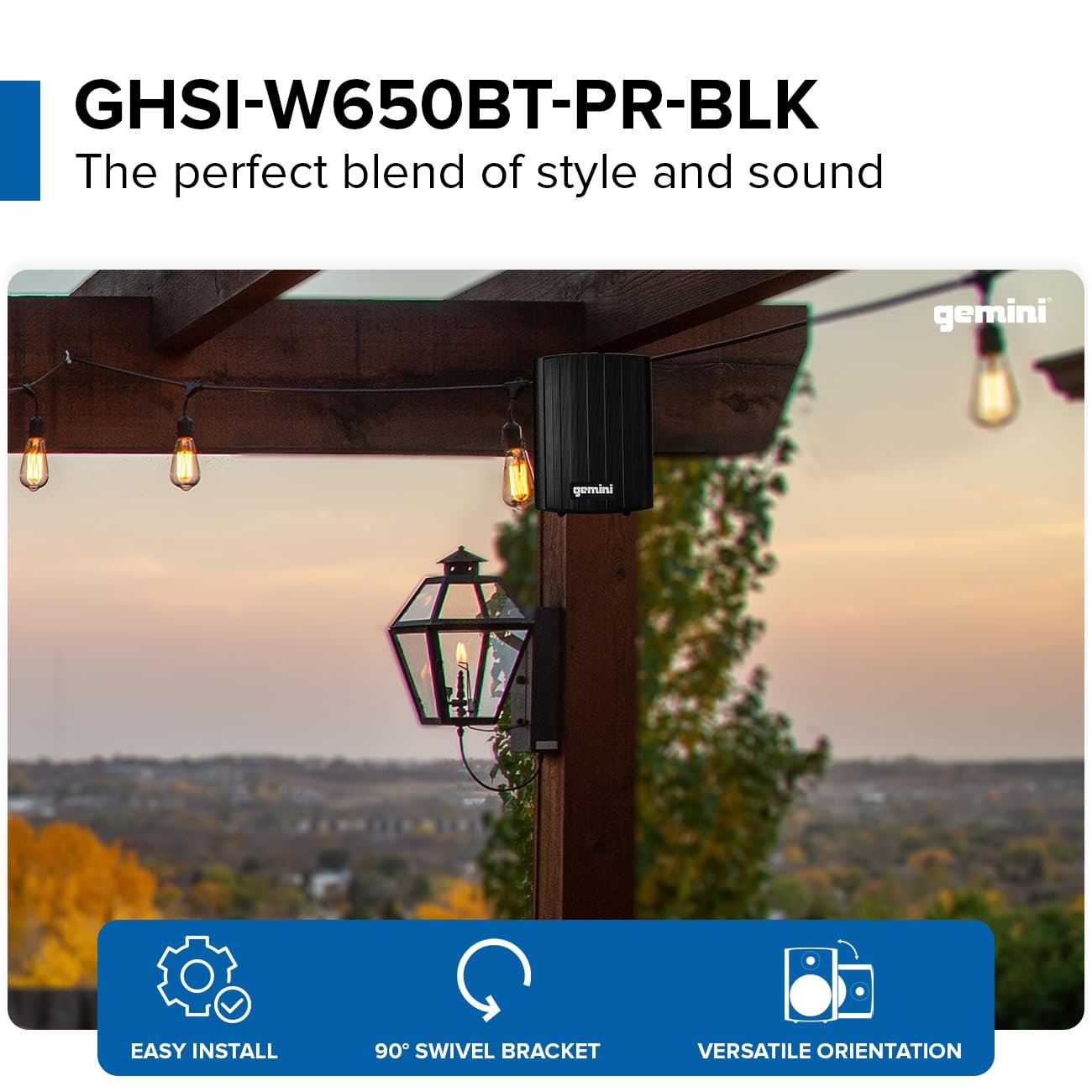 Gemini Sound GHSI-W650BT-PR-BLK 6.5" Inch Powerfull Bass Woofer 300 Watt Peak Power Waterproof Bluetooth Wall & Ceiling Mount Wired Speakers Pair Easy Daisy Chain for Home Outdoor Pool & Patio, Black