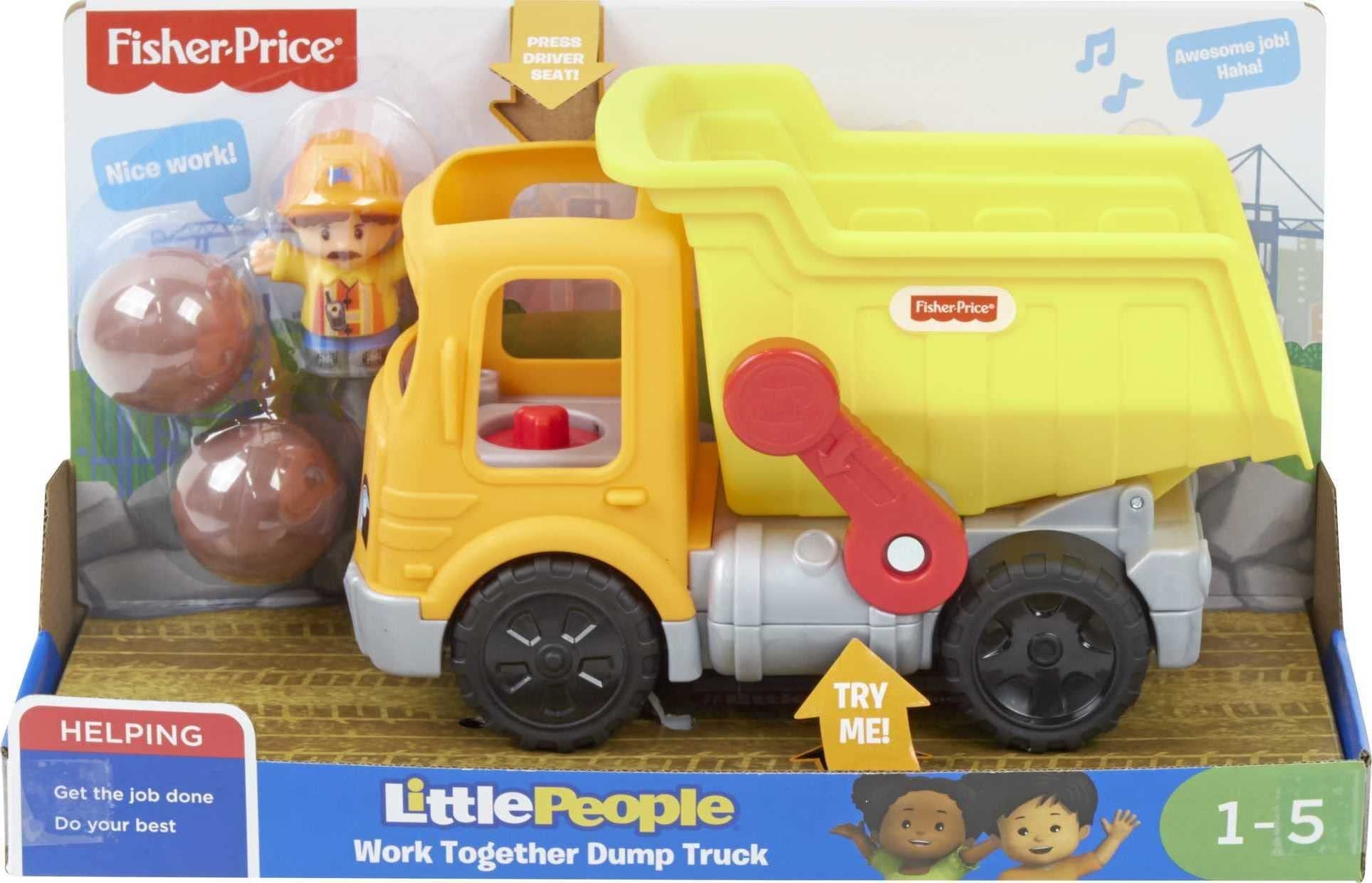 Fisher-Price Little People Toddler Construction Toy Work Together Dump Truck with Music & Sounds for Pretend Play Kids Ages 1+ Years