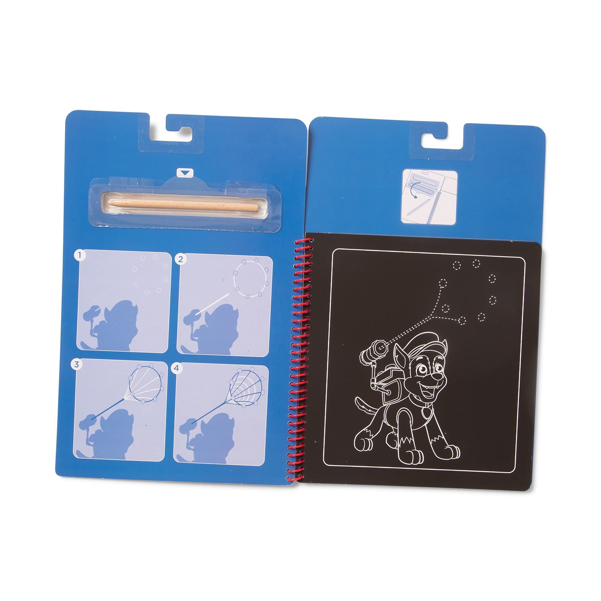 Melissa & Doug PAW Patrol Scratch Art Pad - Chase Colour Reveal Travel Activity Pad