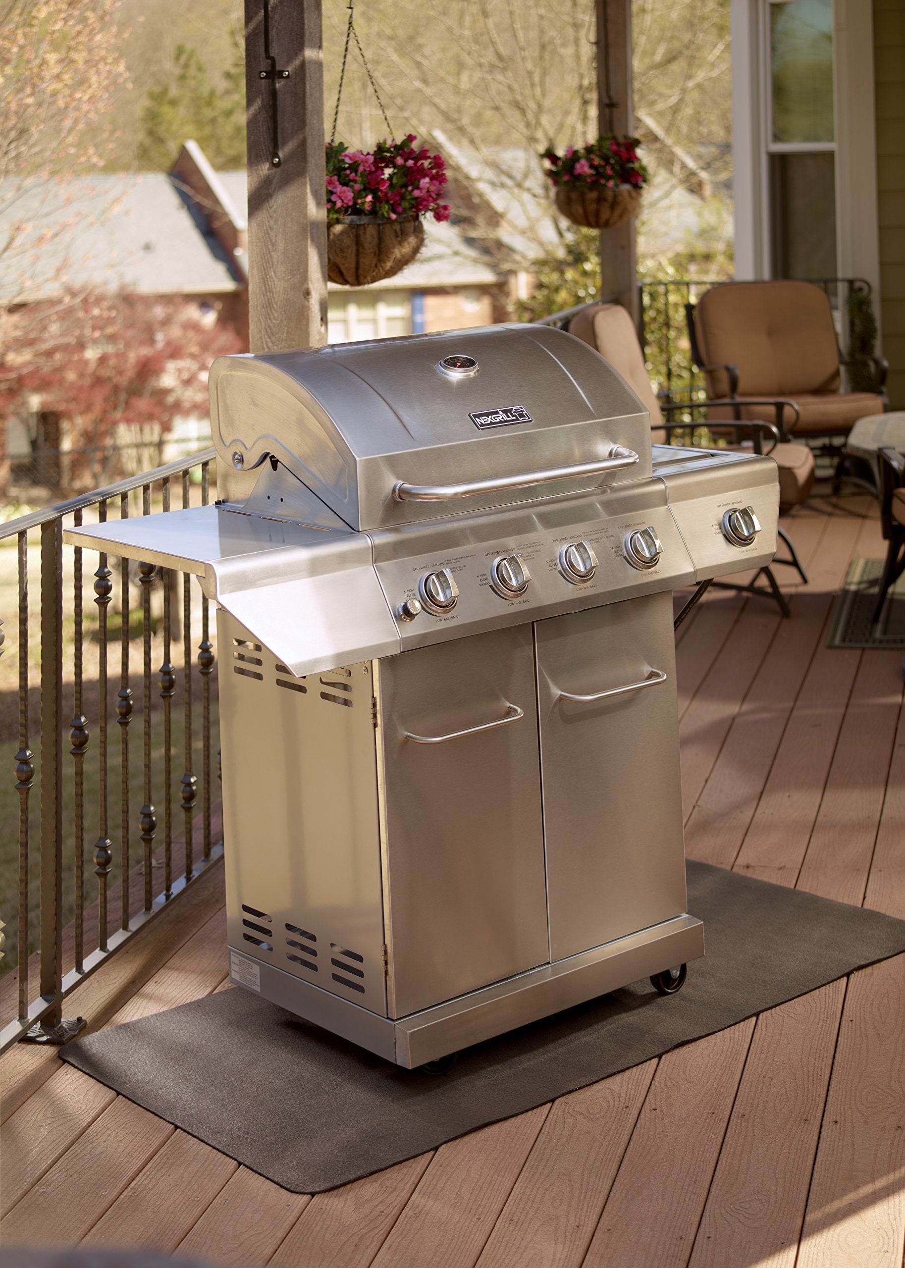 Diversitech Outdoor Gas Grill BBQ Floor Mat 48" x 30" - Absorbant Protection for Decks & Patios, Black