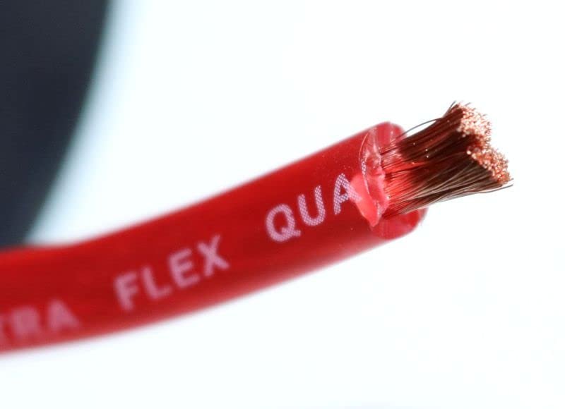 Eight-gauge 100 Foot Red Copper Stranded Power Cable Content Oxygen Free Copper Stranded Wire Style With Thick Black Outer Jacket Power Rating DEEJAY LED TBH8100REDCOPPER