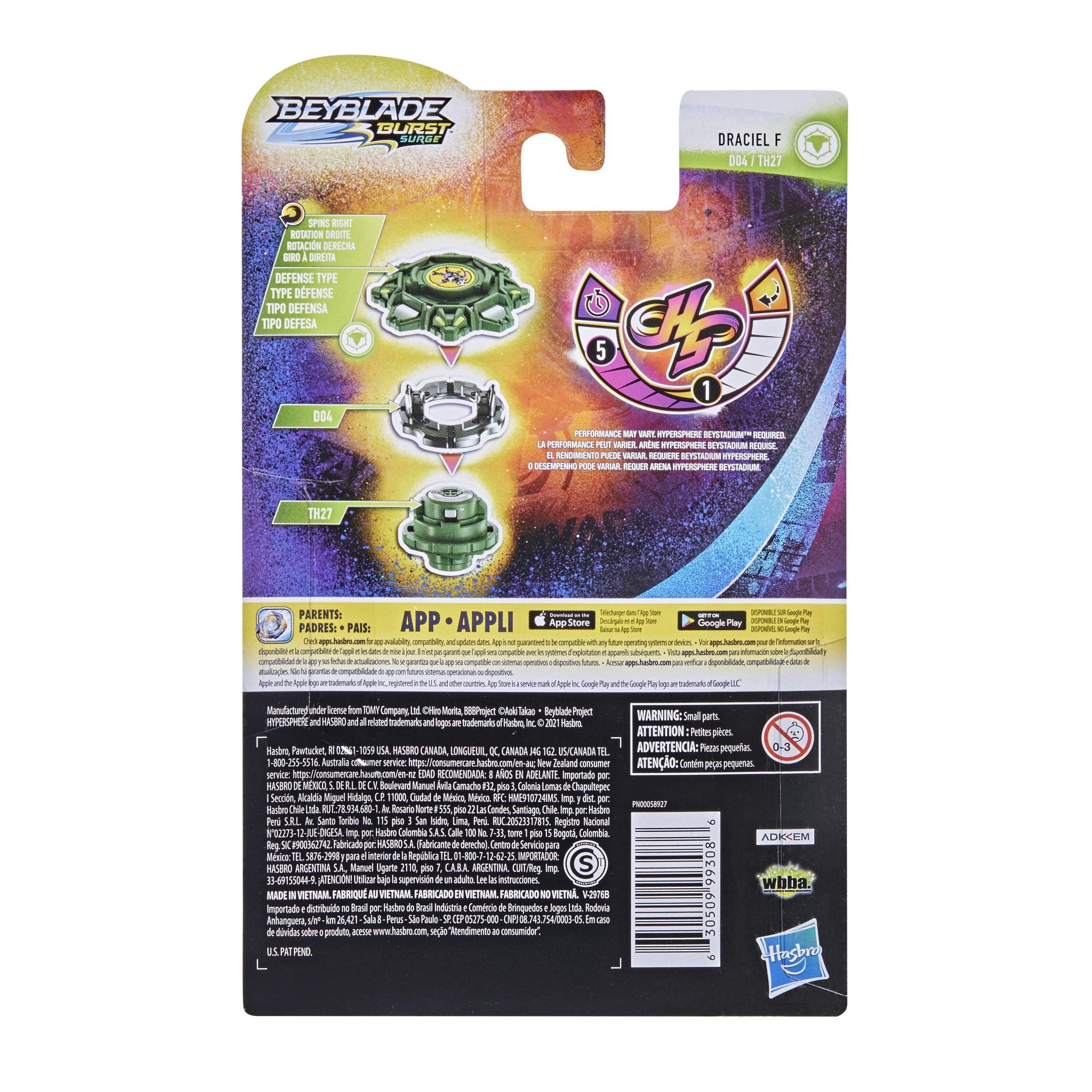 Beyblade Burst Rise Hypersphere Draciel F Starter Pack - Defense Type Battling Game Top and Launcher, Toys Ages 8 and Up