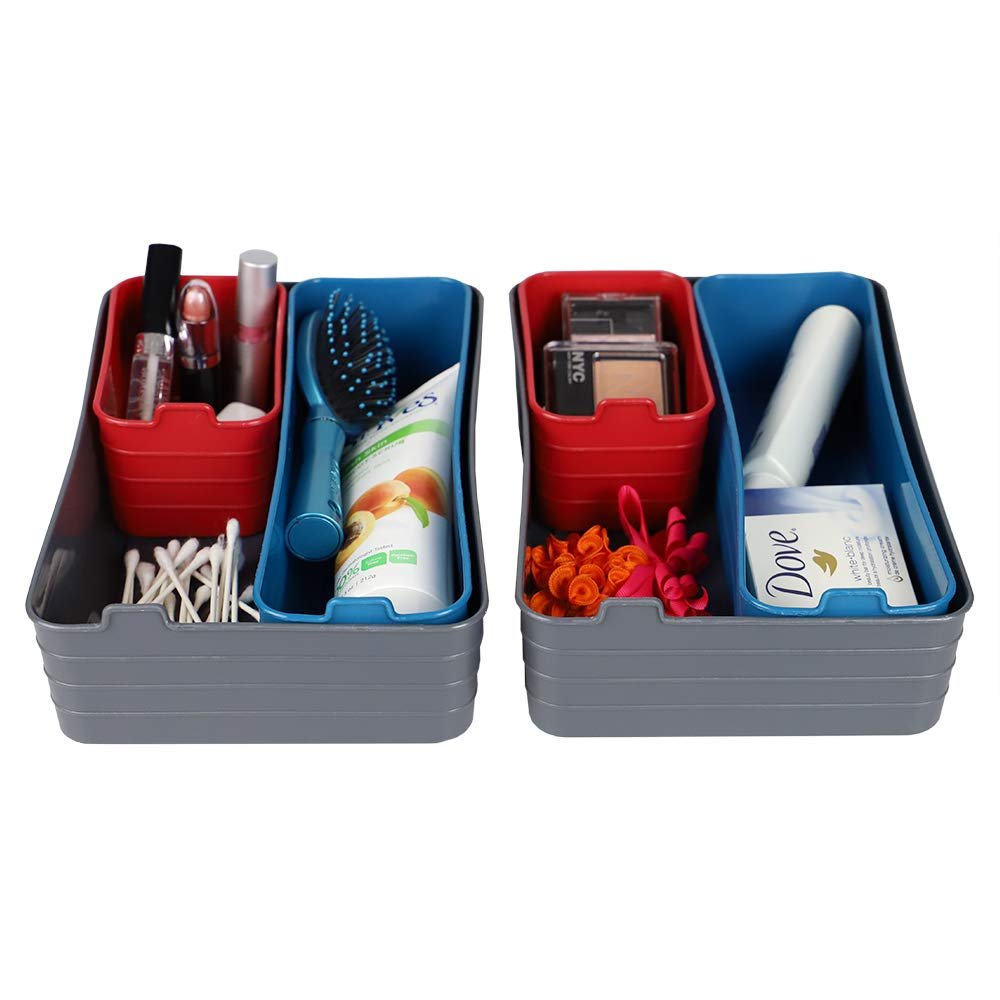 Home Basics Flexible Plastic Drawer Organizer Set, Pack of 6, Multi-color (2)