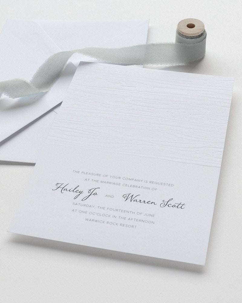 Woodgrain Embossed Print at Home Invitation Kit