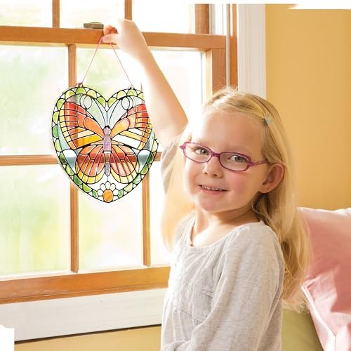 Melissa & Doug Stained Glass Made Easy Activity Kit: Butterfly - 140+ Stickers - Kids Sticker Stained Glass Craft Kit; Sun Catchers For Kids Ages 5+