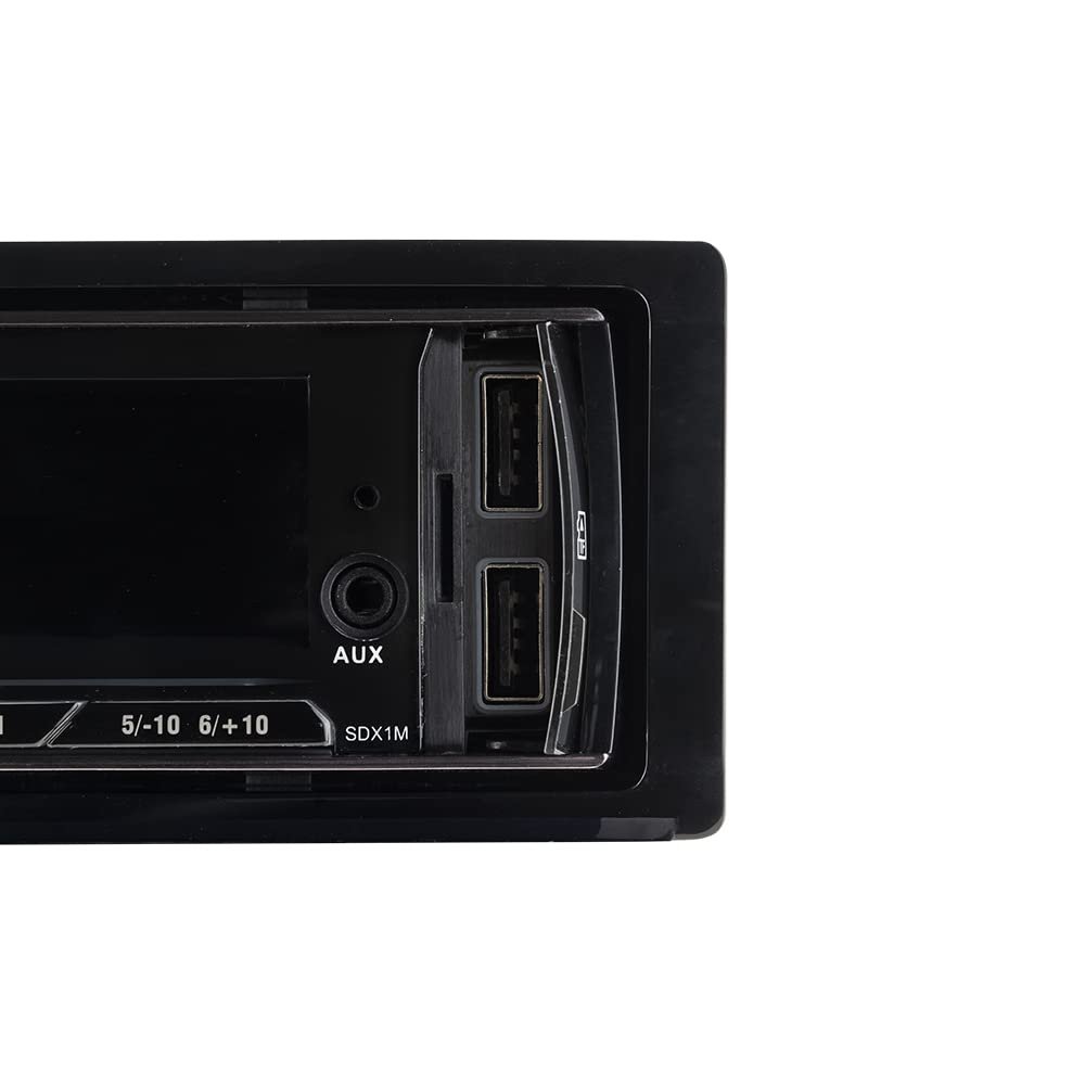 DS18 SDX1M Multimedia Car Stereo Built in Bluetooth 7 Volt Preouts- Single Din Mechless Digital Media Receiver Dual USB SD AUX Input AM FM Car Radio Remote Quick Charge Hands Free