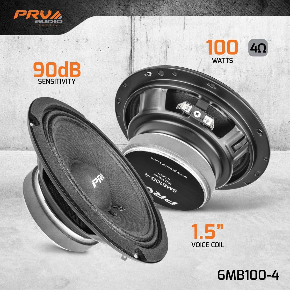 PRV AUDIO 6.5 Inch Car Speakers 200 Watts 4 Ohm, 6MB100-4 Factory Replacement Car Door Speakers (Pair) Shallow Profile