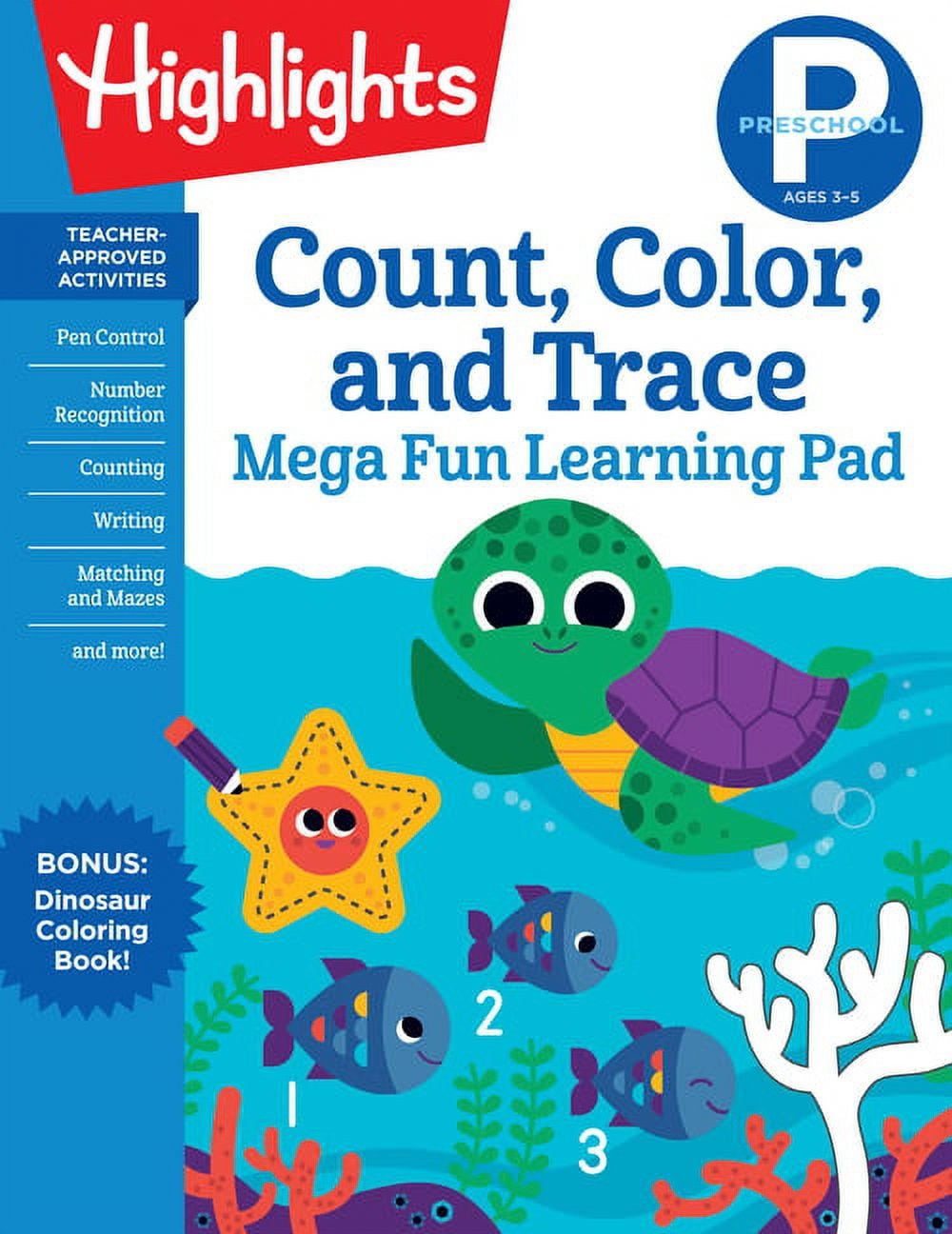 Highlights Mega Fun Learning Pads: Preschool Count, Color, and Trace Mega Fun Learning Pad (Paperback)
