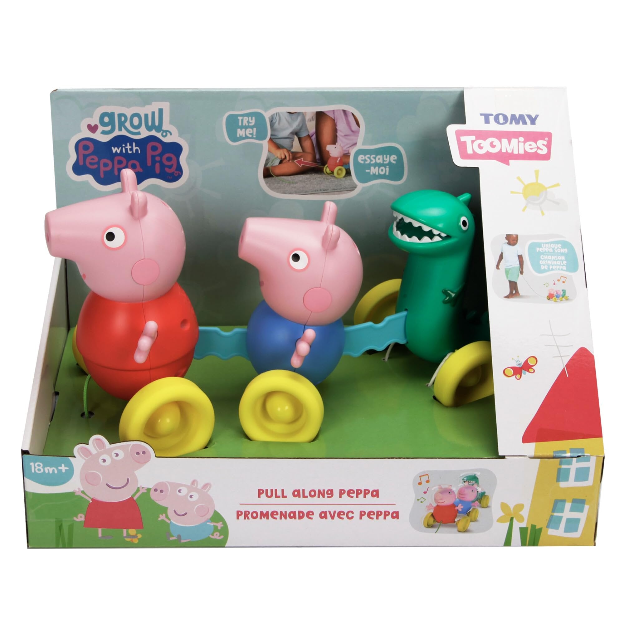 Toomies Grow with Peppa Pig - Pull Along Peppa - Peppa Pig Musical Walking & Crawling Baby Toy with Wheels - Baby Musical Toys with Wibble Wobble Action - 18 Months & Up (E73527)
