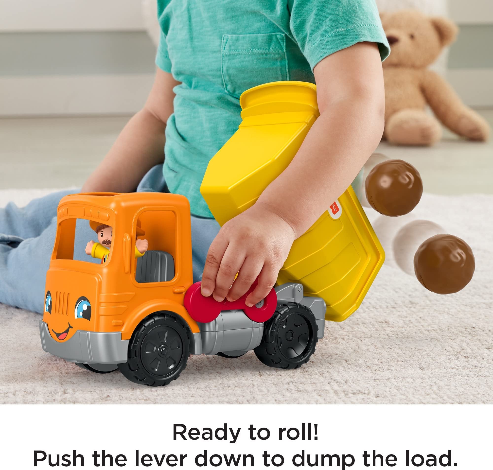 Fisher-Price Little People Toddler Construction Toy Work Together Dump Truck with Music & Sounds for Pretend Play Kids Ages 1+ Years