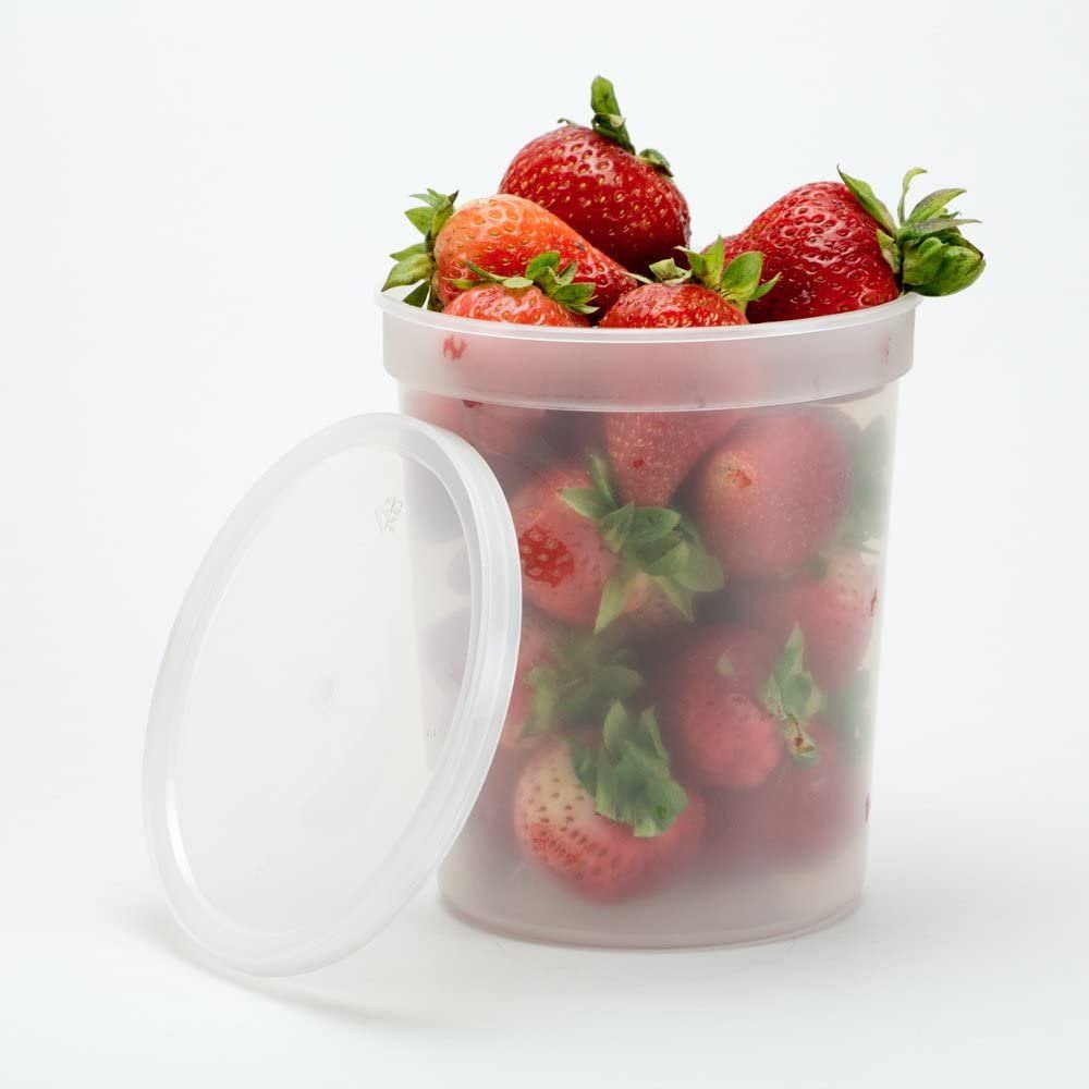 24-Pack 32 oz Plastic Deli Containers with Airtight Lids,Microwave & Dishwasher Safe,Restaurant Deli Cups,Great for Kids Lunch Boxes,21 Day Fix, Portion Control, Baby & Meal Prep Containers BPA Free