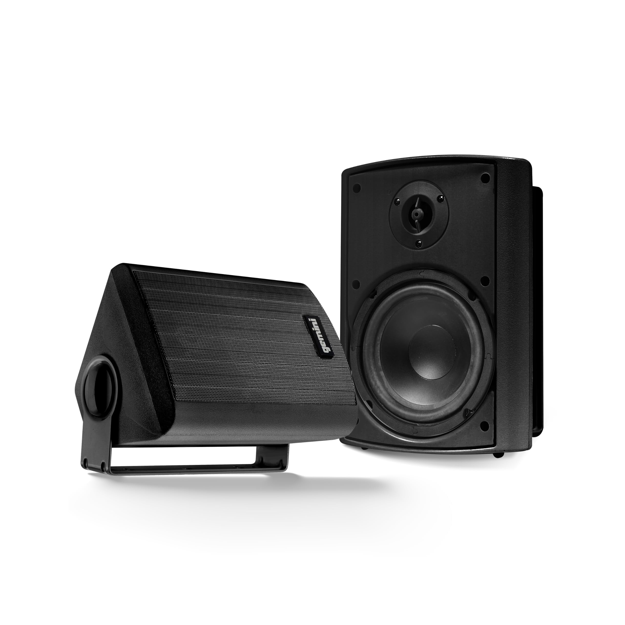 Gemini Sound GHSI-W400BT-PR-BLK 4" Inch Powerfull Bass Woofer 100 Watt Peak Power Waterproof Bluetooth Wall & Ceiling Mount Wired Speakers Pair - Easy Daisy Chain for Home Outdoor Pool & Patio, Black