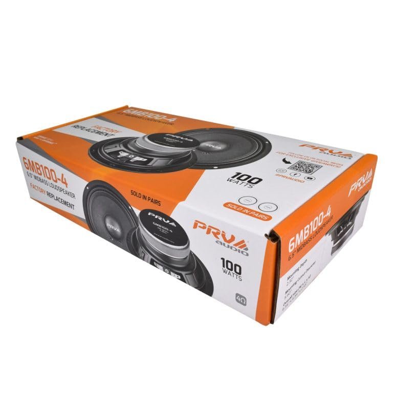 PRV AUDIO 6.5 Inch Car Speakers 200 Watts 4 Ohm, 6MB100-4 Factory Replacement Car Door Speakers (Pair) Shallow Profile