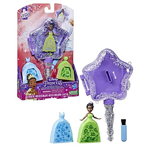 Disney Princess Secret Styles Magic Glitter Wand Tiana Doll and Wand Playset, Arts and Crafts Toy for Kids 4 and Up