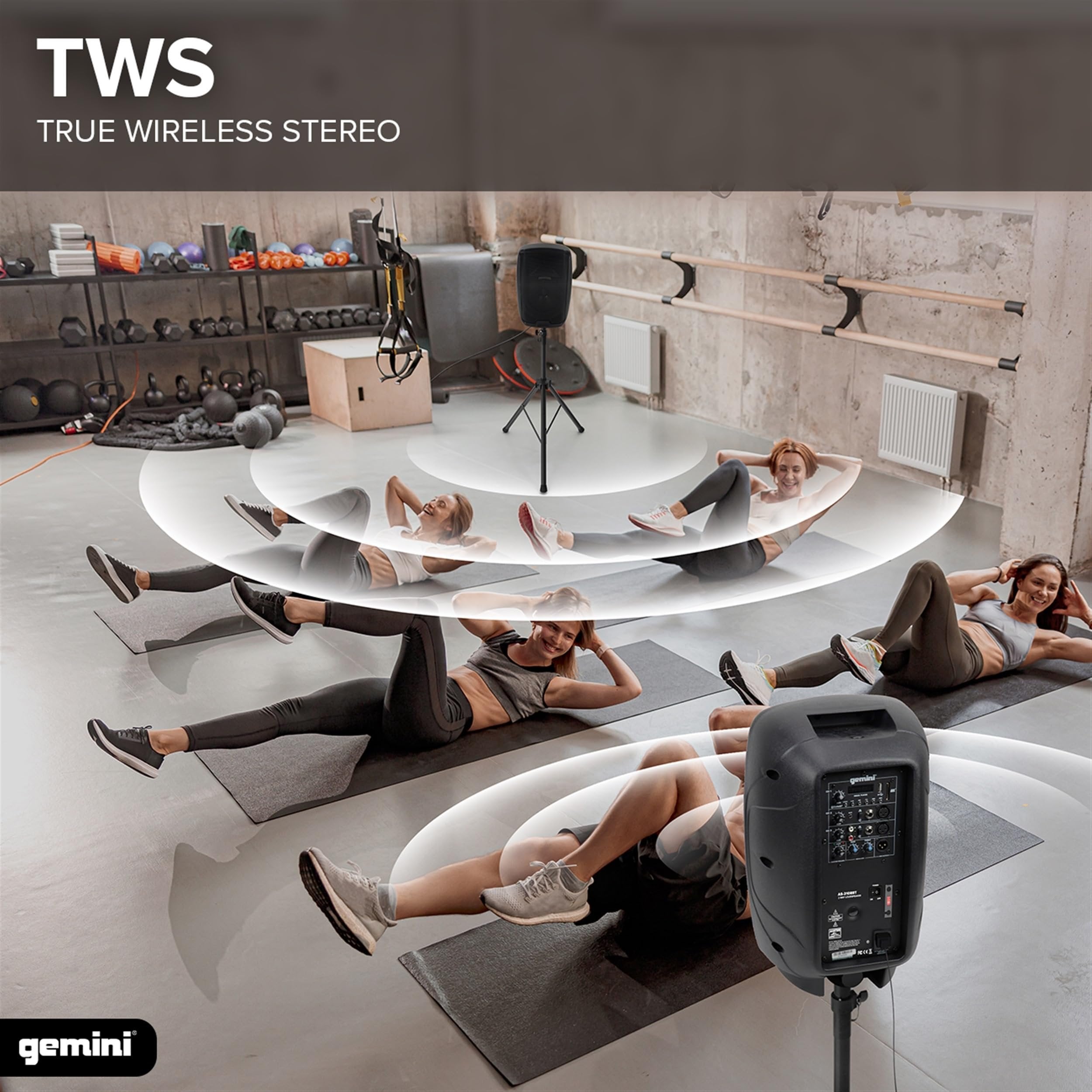 Gemini Sound AS-2108BT Active 8" Inch Woofer 500W Watt DJ Monitor Powered Amplified PA Speakers System With Bluetooth, Wireless Stereo Pairing, Onboard 2 Channel Mixer, Handles and Portable Fly Points