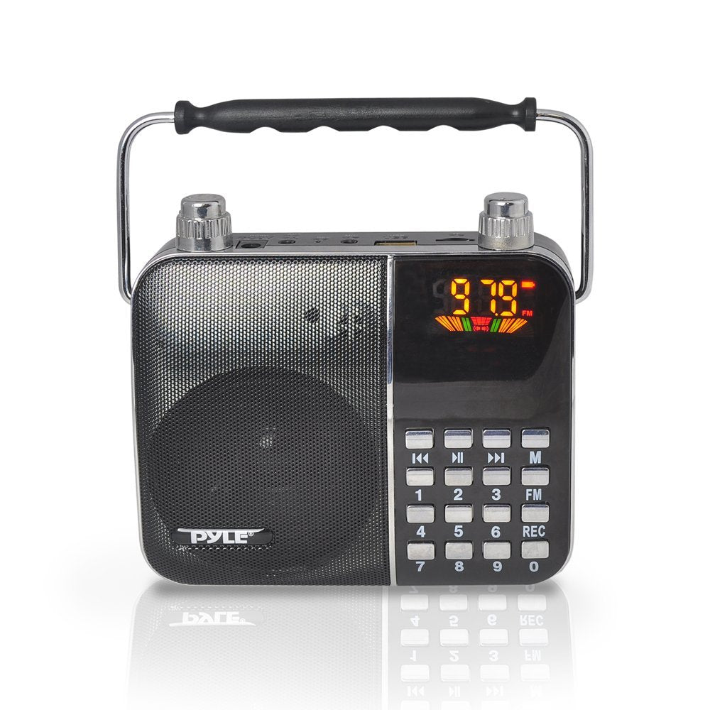 Pyle Portable Lightweight Headset Microphone Voice Amplifier, FM Radio with Digital LCD Display, Ideal for Teachers, Presentations, Karaoke, Tour Guides, USB/SD Card Slot. (PWMA63)