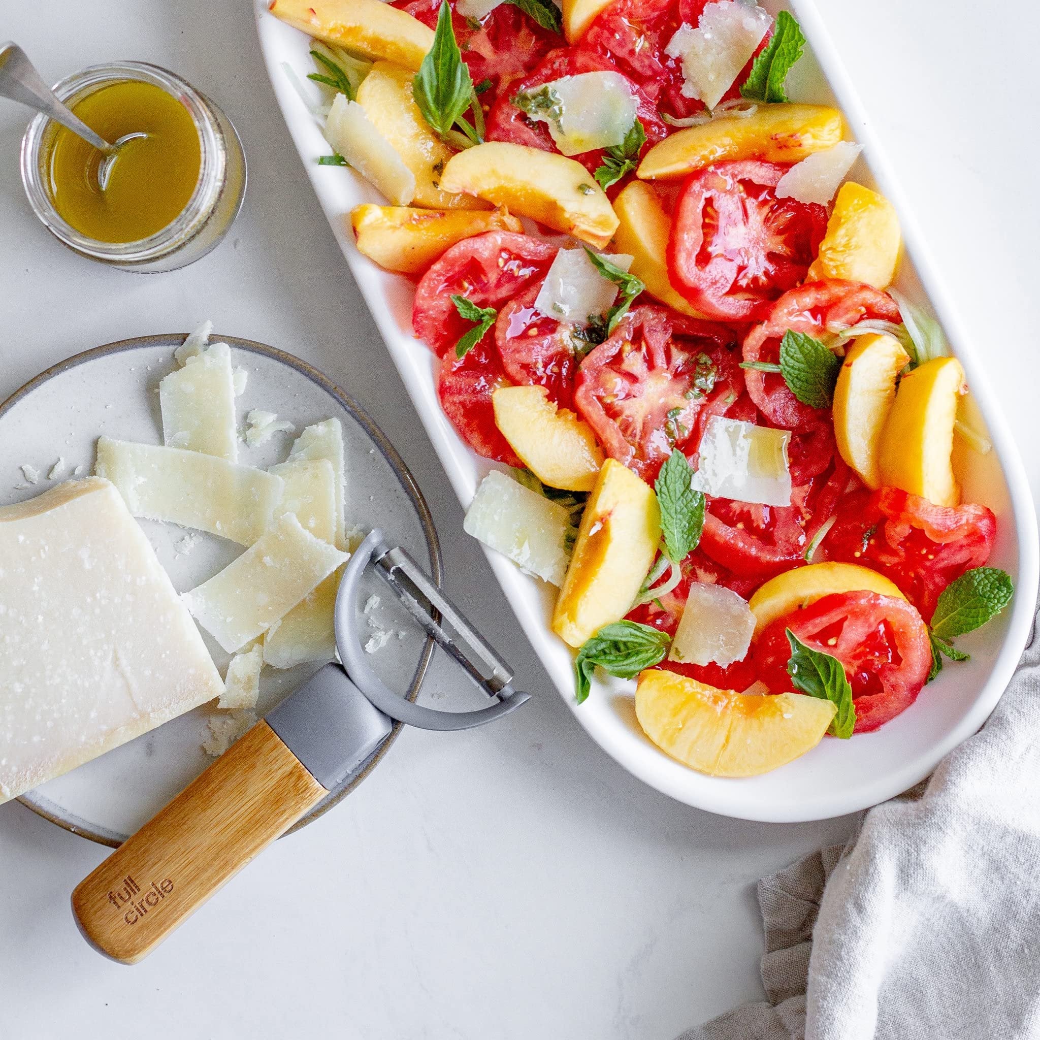 Full Circle Peel Good Collection Y Peeler – Bamboo and Stainless Steel Fruit and Vegetable Peeler – Removable Swivel Head - Kitchen Tool for Squash, Sweet Potatoes and More