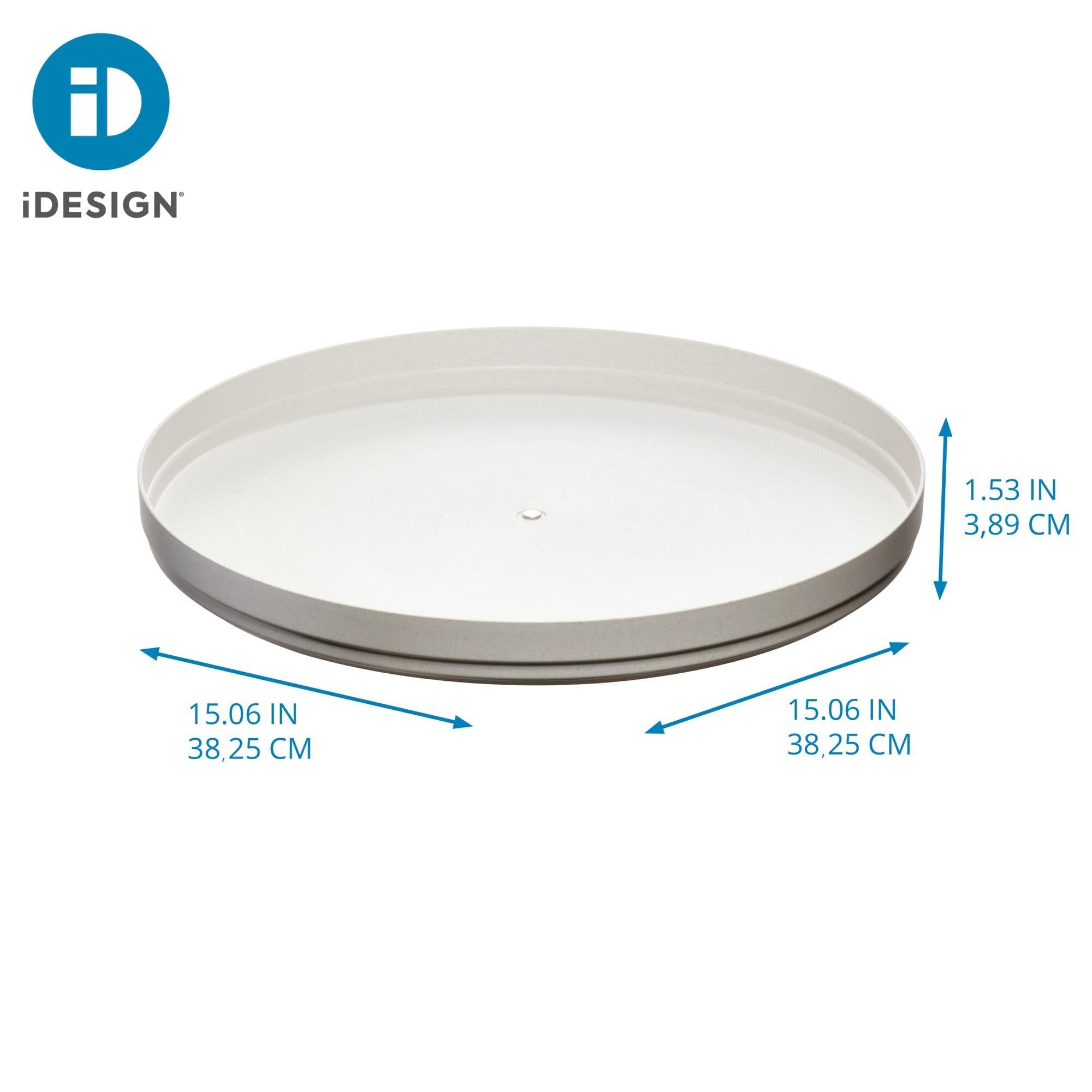 iDesign Recycled Plastic Lazy Susan Turntable Organizer, The Rosanna Pansino Collection – 14.9” L x 14.85” W x 1.6” H, Coconut