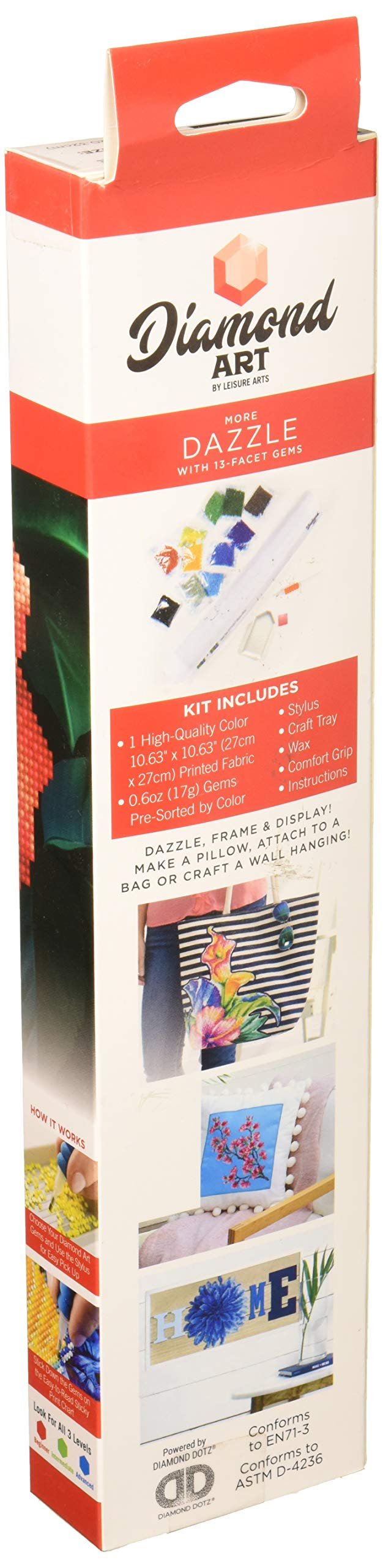 Diamond Art By Leisure Arts Kit 8x8 Beginner Red Rose, None