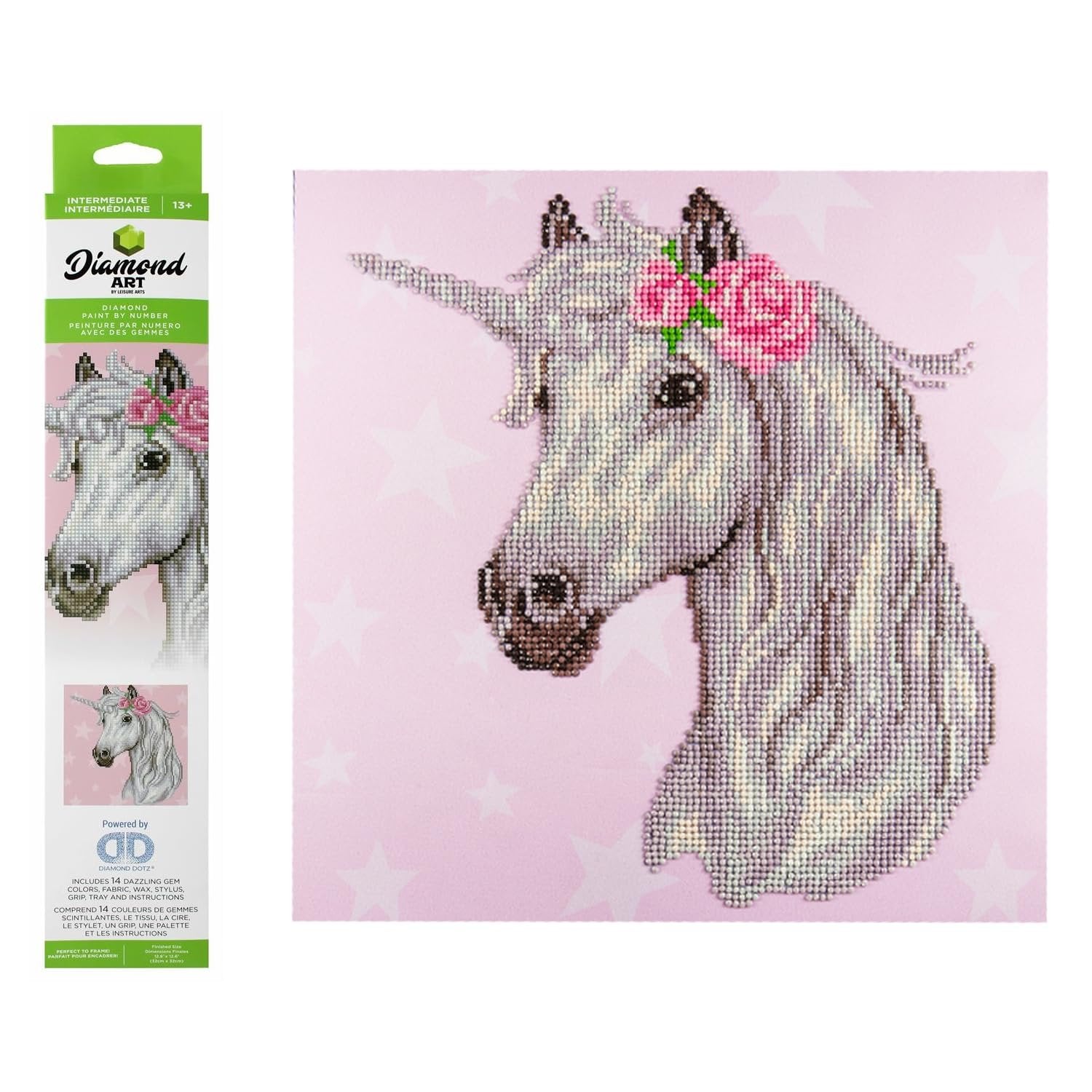 Leisure Arts DAK Diamond Art Kit 12x12 Intermediate Unicorn, None